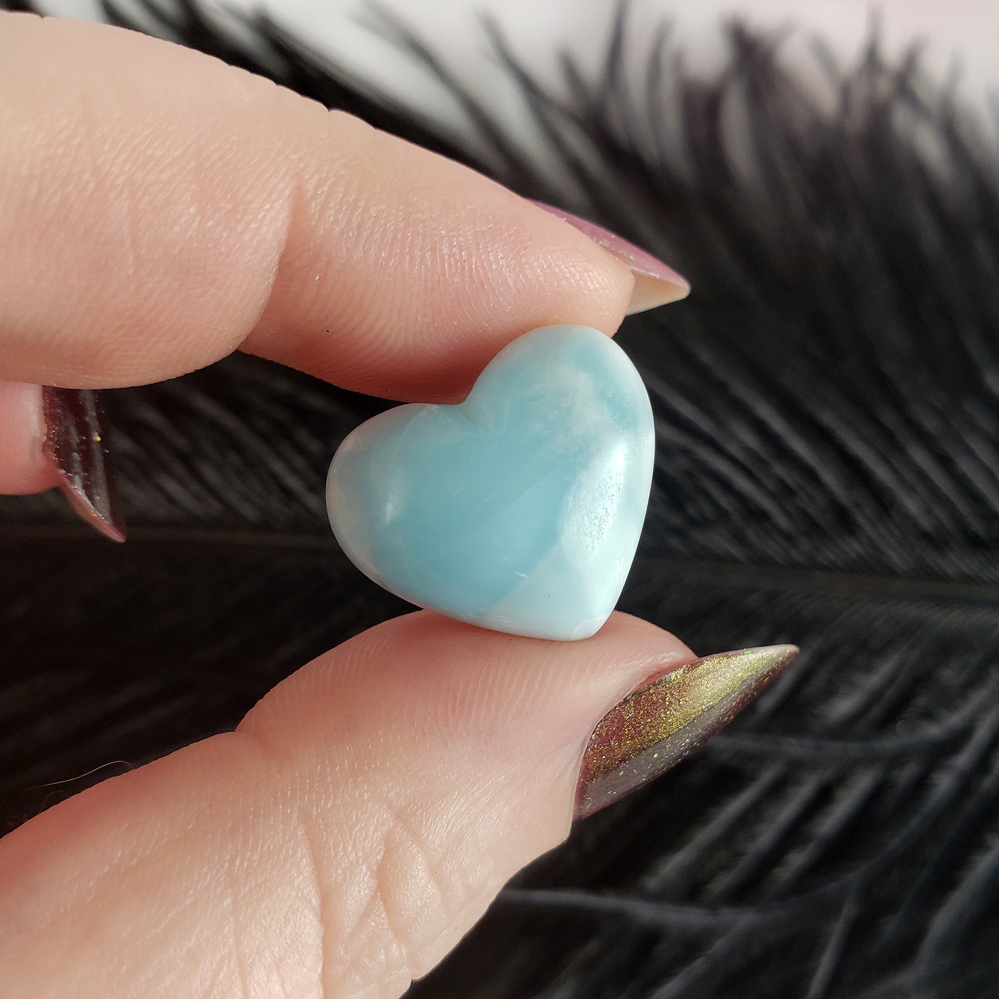 Unique High Quality Larimar Stone Heart Natural Gemstone Cabochon | Tiwaz