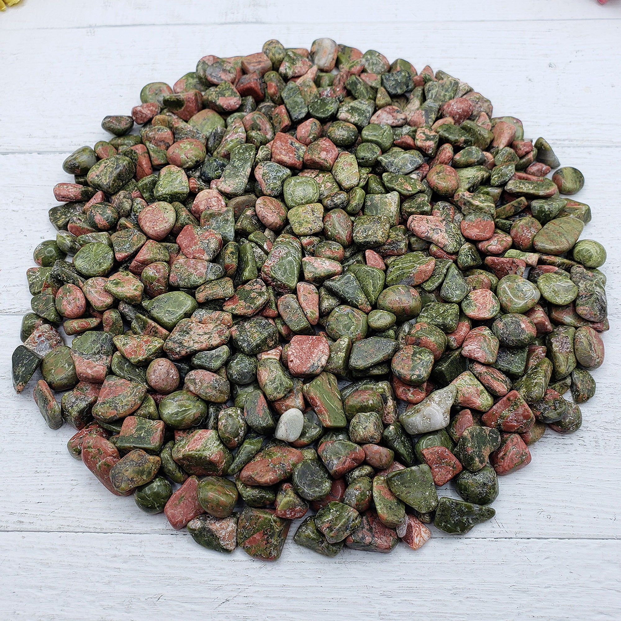 Unakite Stone Natural Gemstone Crystal Chips By the Ounce | Gemstone Chips for Dressing Ritual Candles
