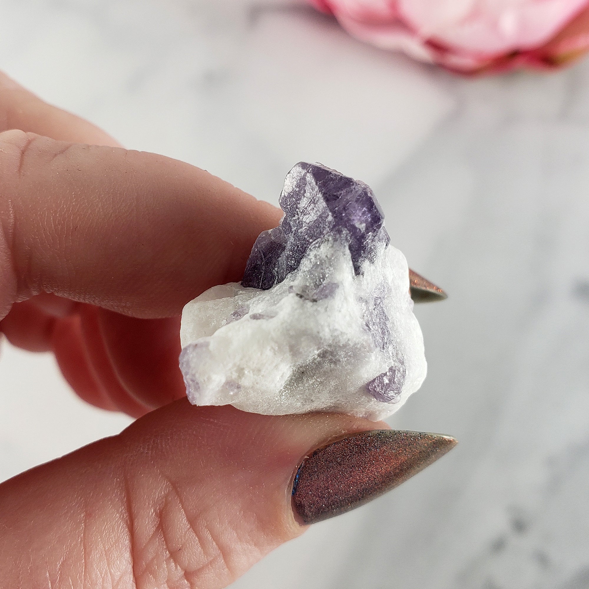 Unique Purple Scapolite Crystal Natural Mineral Formation Rough Gemstone | Understanding - 1