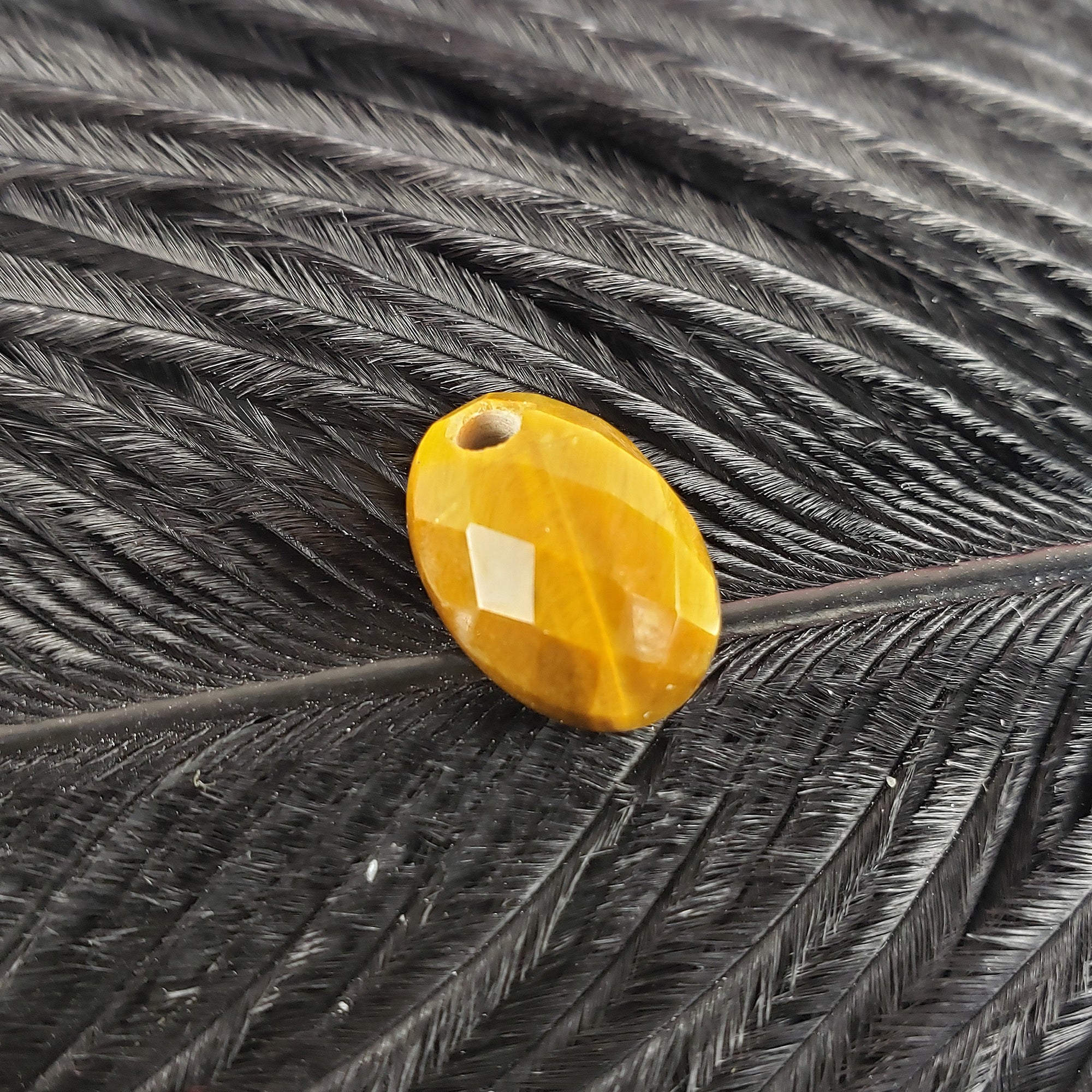 Unique 4.9 Carat Drilled Faceted Tigers Eye Crystal Cabochon Natural High Quality Gemstone | 14mm - 1