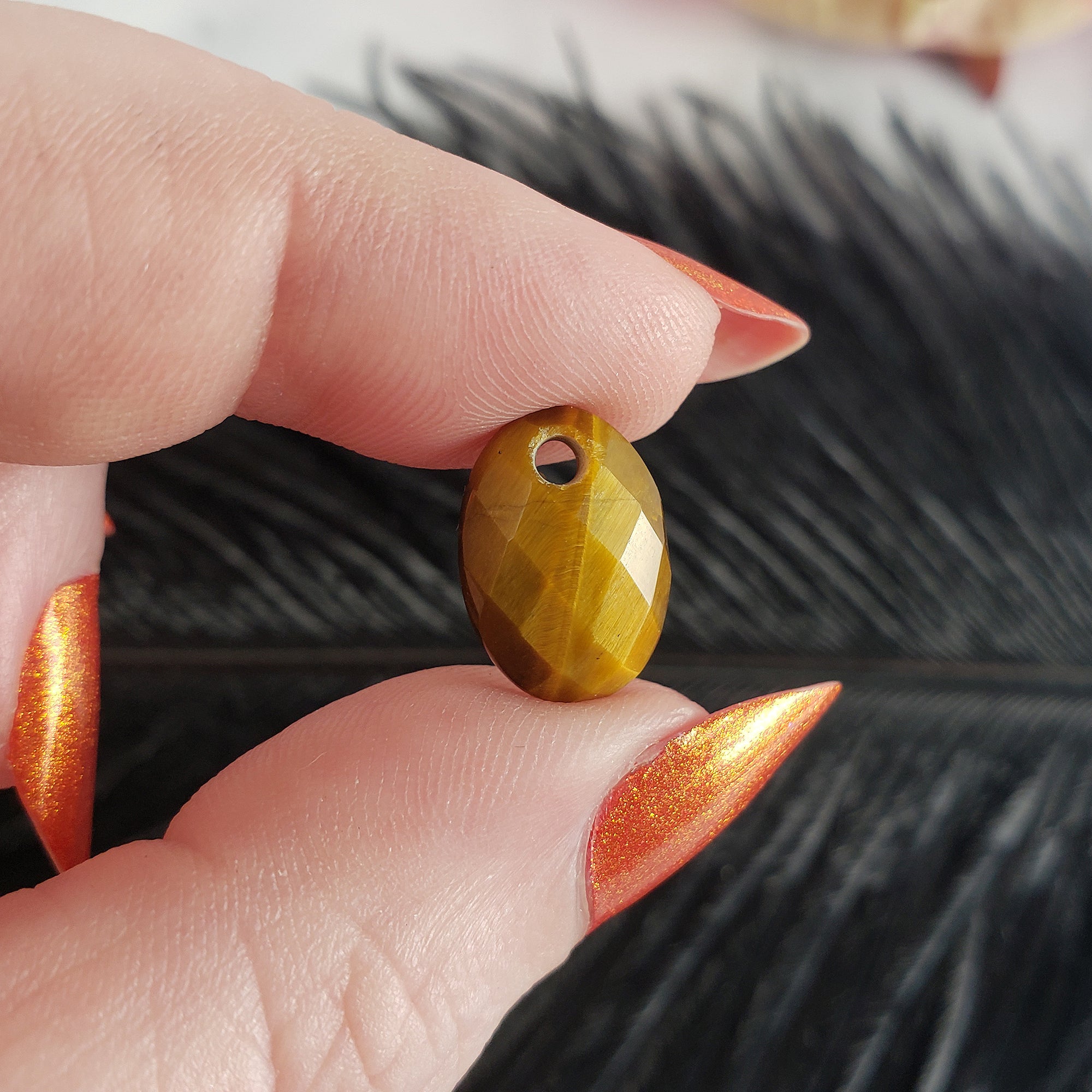 Unique 4.9 Carat Drilled Faceted Tigers Eye Crystal Cabochon Natural High Quality Gemstone | 14mm