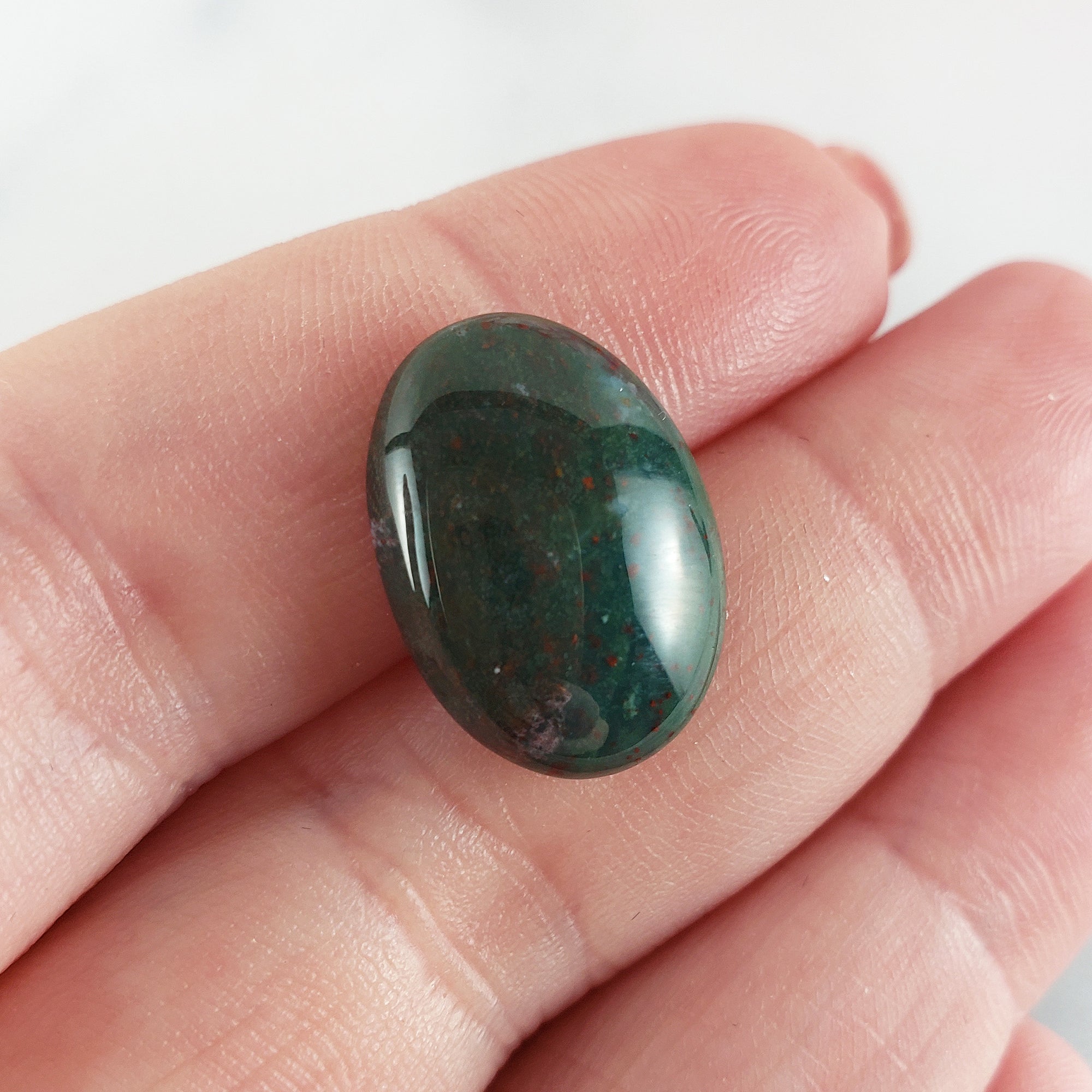 Unique Bloodstone Crystal Oval Gemstone Natural Stone Cabochon | 18mm - 1