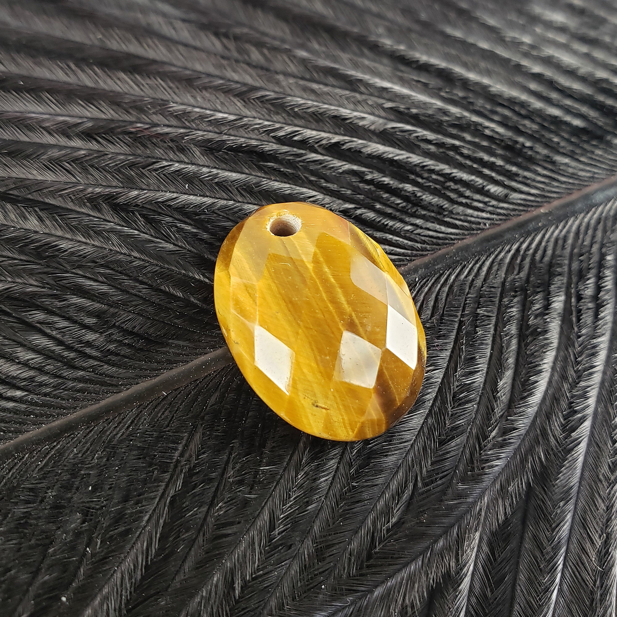 Unique 12.5 Carat Drilled Faceted Tigers Eye Crystal Cabochon Natural High Quality Gemstone | 20mm - 5