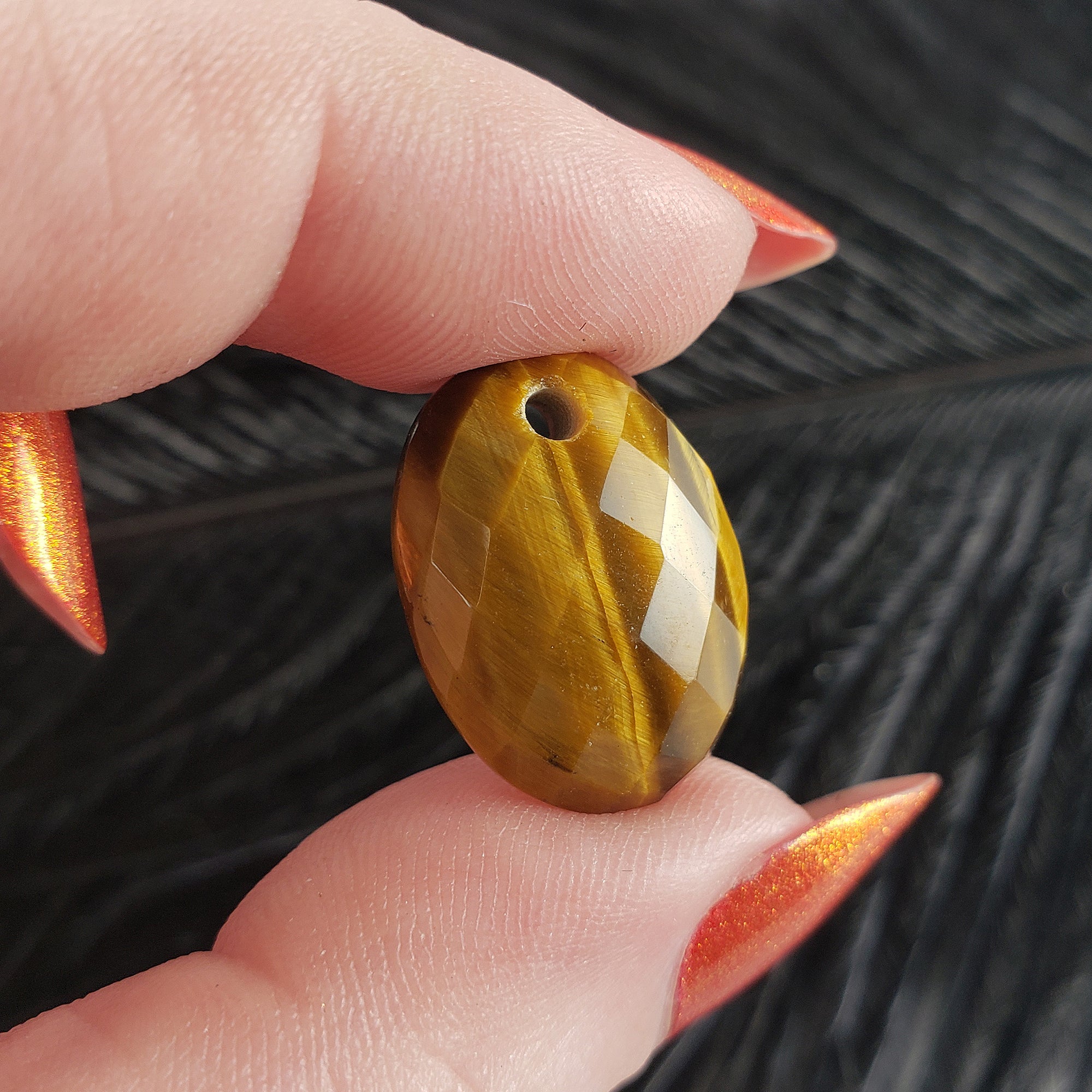 Unique 12.5 Carat Drilled Faceted Tigers Eye Crystal Cabochon Natural High Quality Gemstone | 20mm