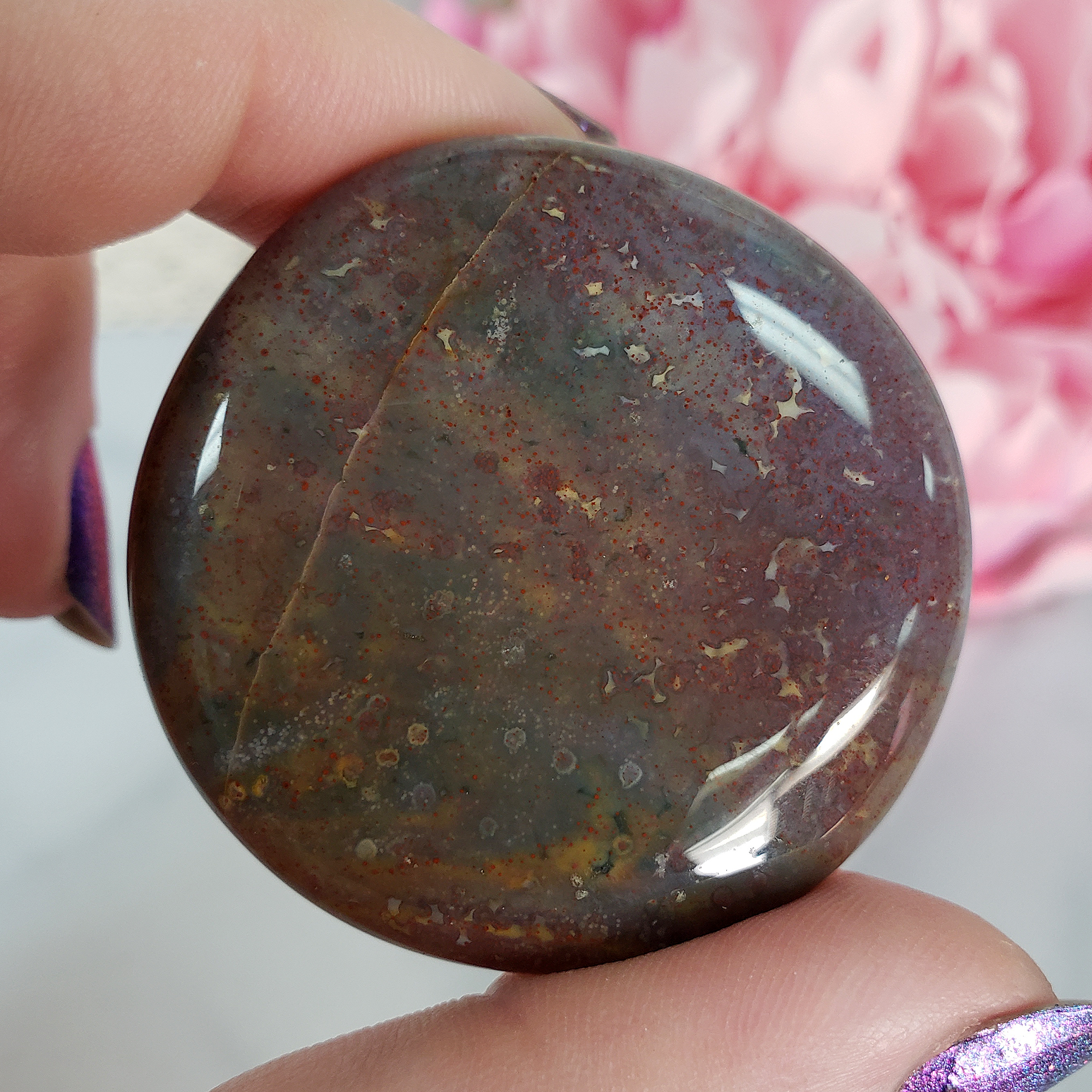 Unique Fancy Jasper Crystal Palm Stone Natural Gemstone Worry Stone Meditation Tool - 1