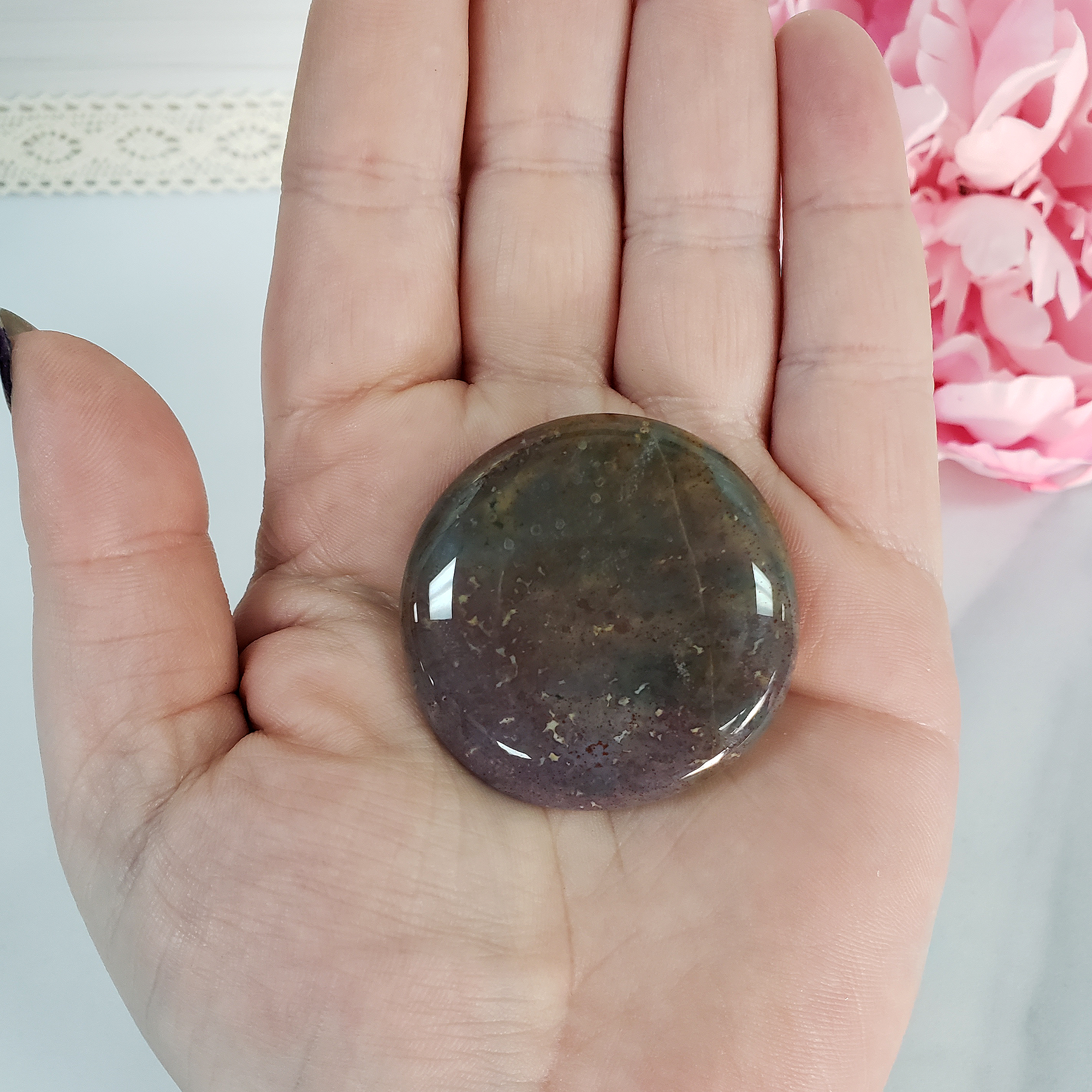 Unique Fancy Jasper Crystal Palm Stone Natural Gemstone Worry Stone Meditation Tool - 4