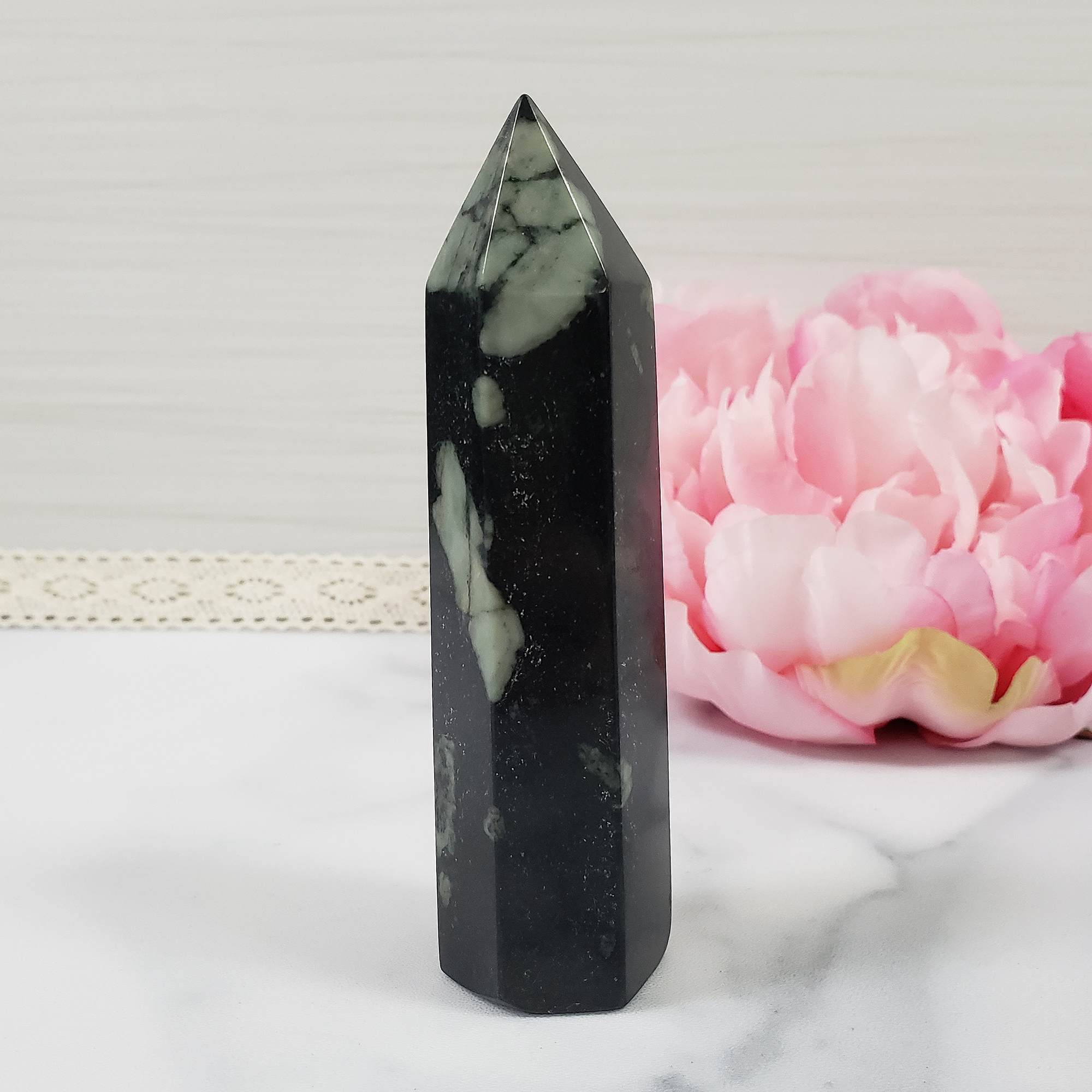 Unique Porphyry Chinese Writing Stone Natural Crystal Tower | Scholar - 2