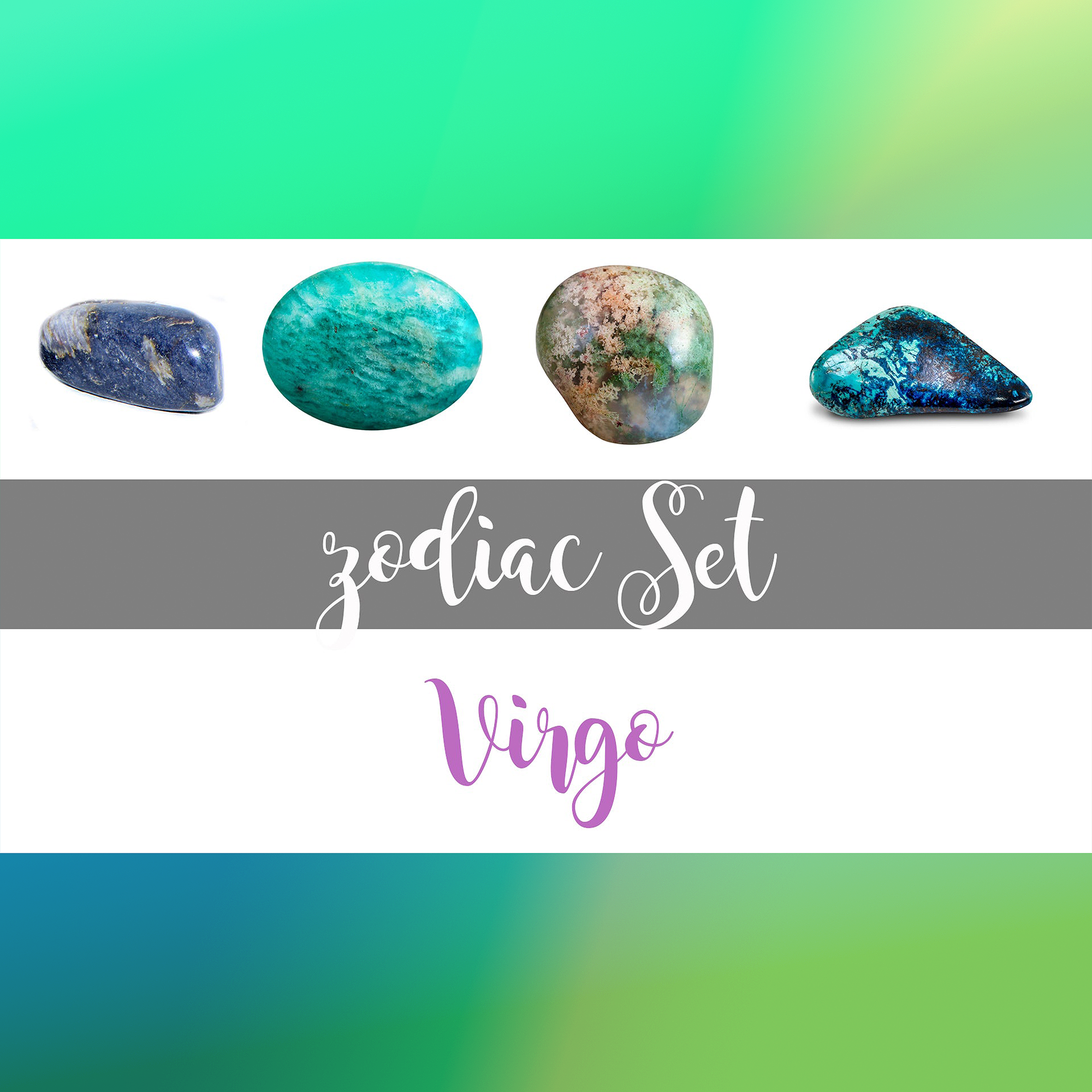 Virgo Horoscope Zodiac Crystals | 4 Stone Set with Pouch