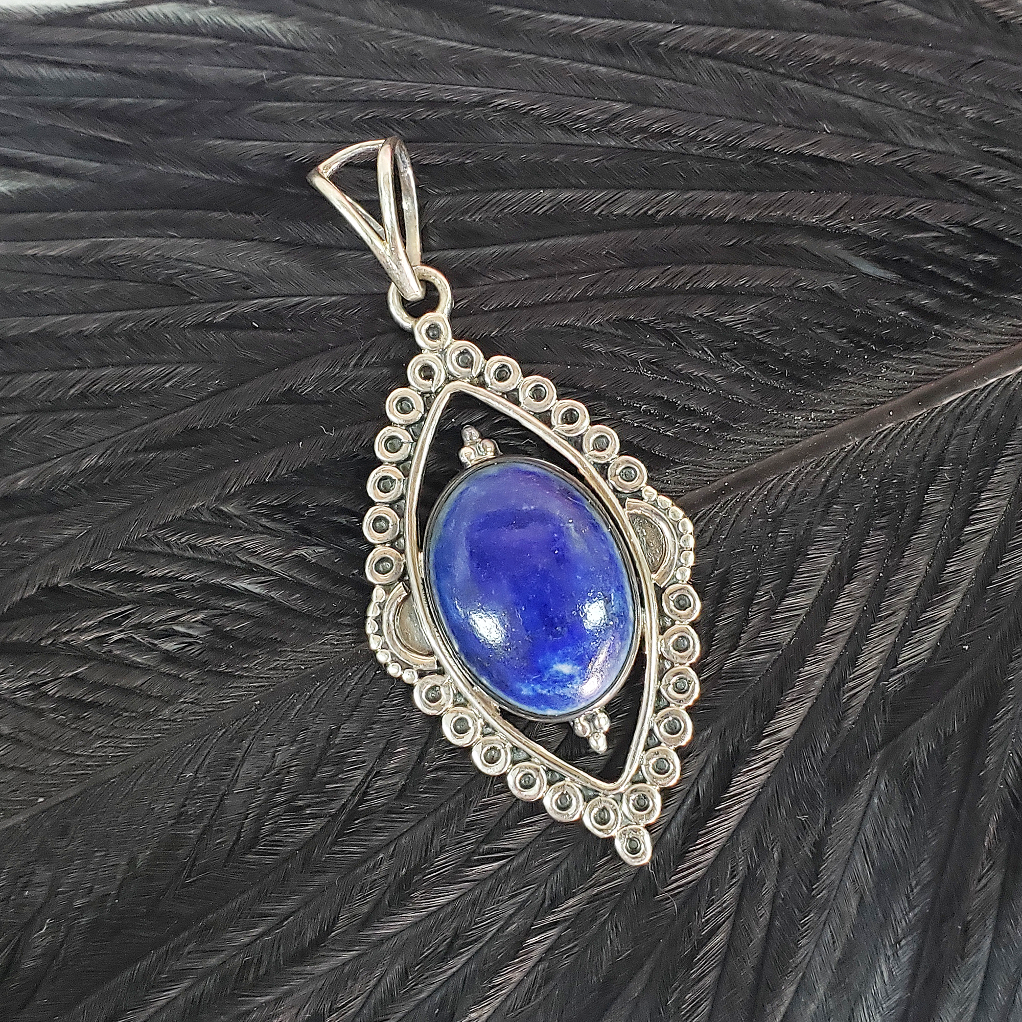 Unique Lapis Lazuli Crystal Natural Gemstone 925 Sterling Silver Pendant | Visionary - 3