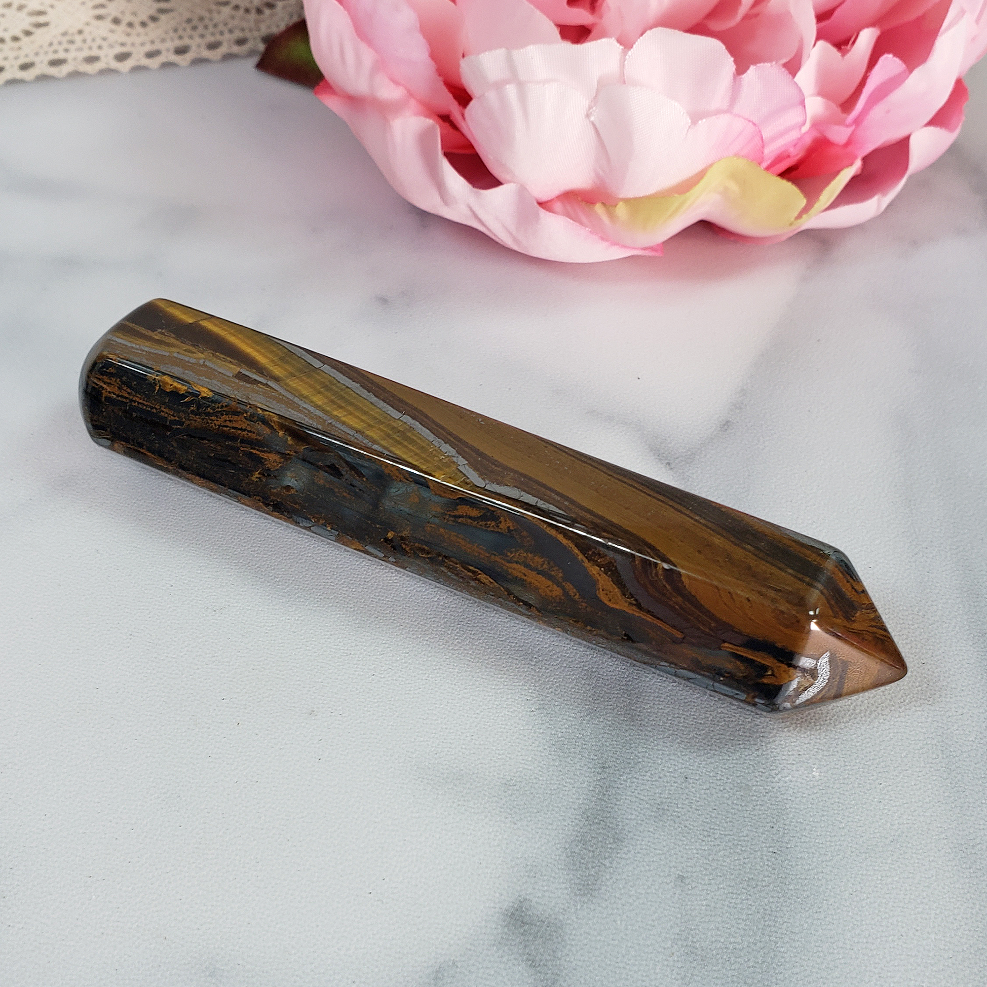 Unique Tiger Iron Hematite Stone Natural Crystal Wand Massage Tool | West - 7