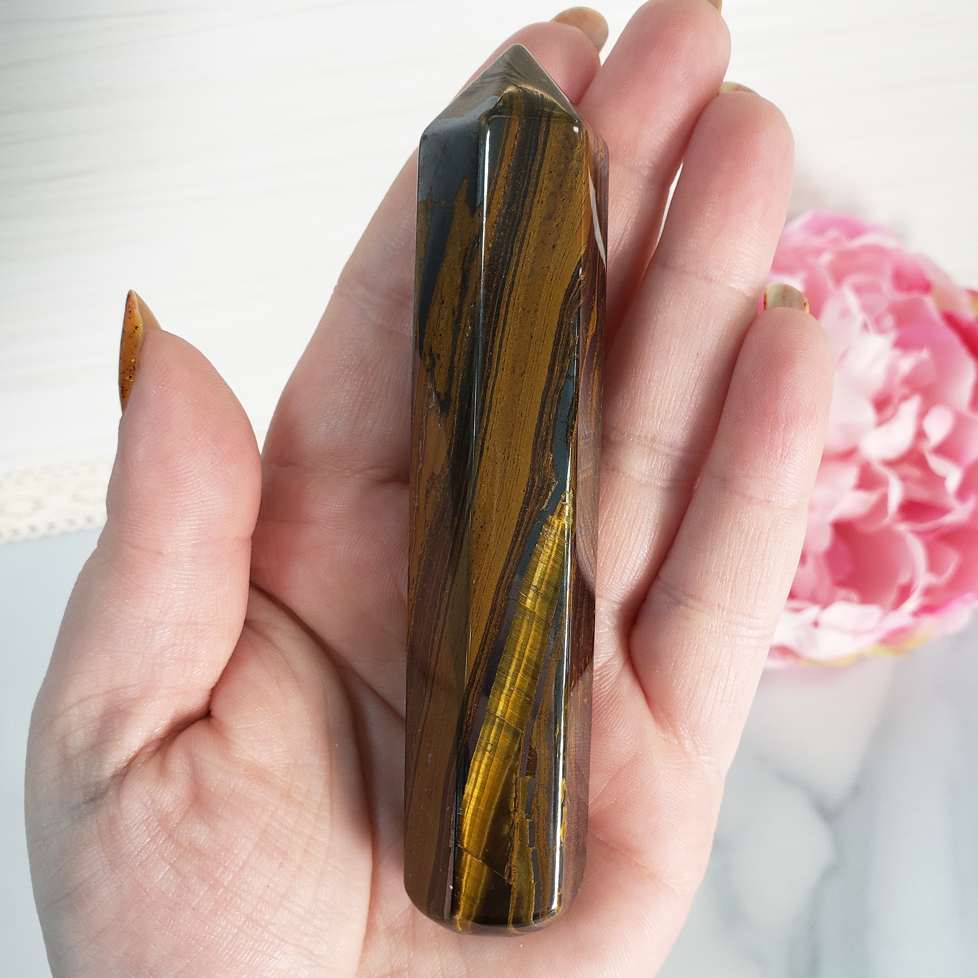 Unique Tiger Iron Hematite Stone Natural Crystal Wand Massage Tool | West - 2