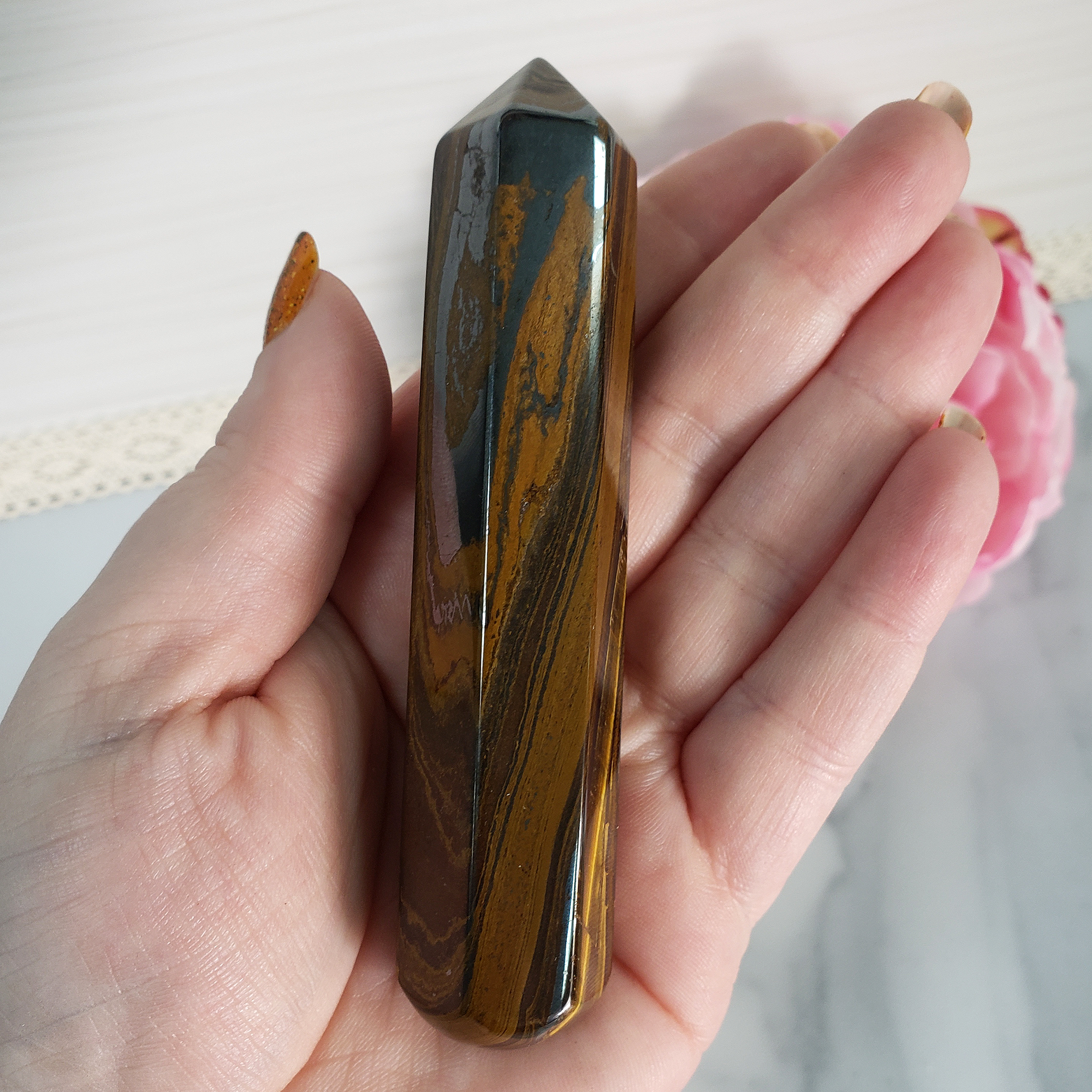 Unique Tiger Iron Hematite Stone Natural Crystal Wand Massage Tool | West - 3