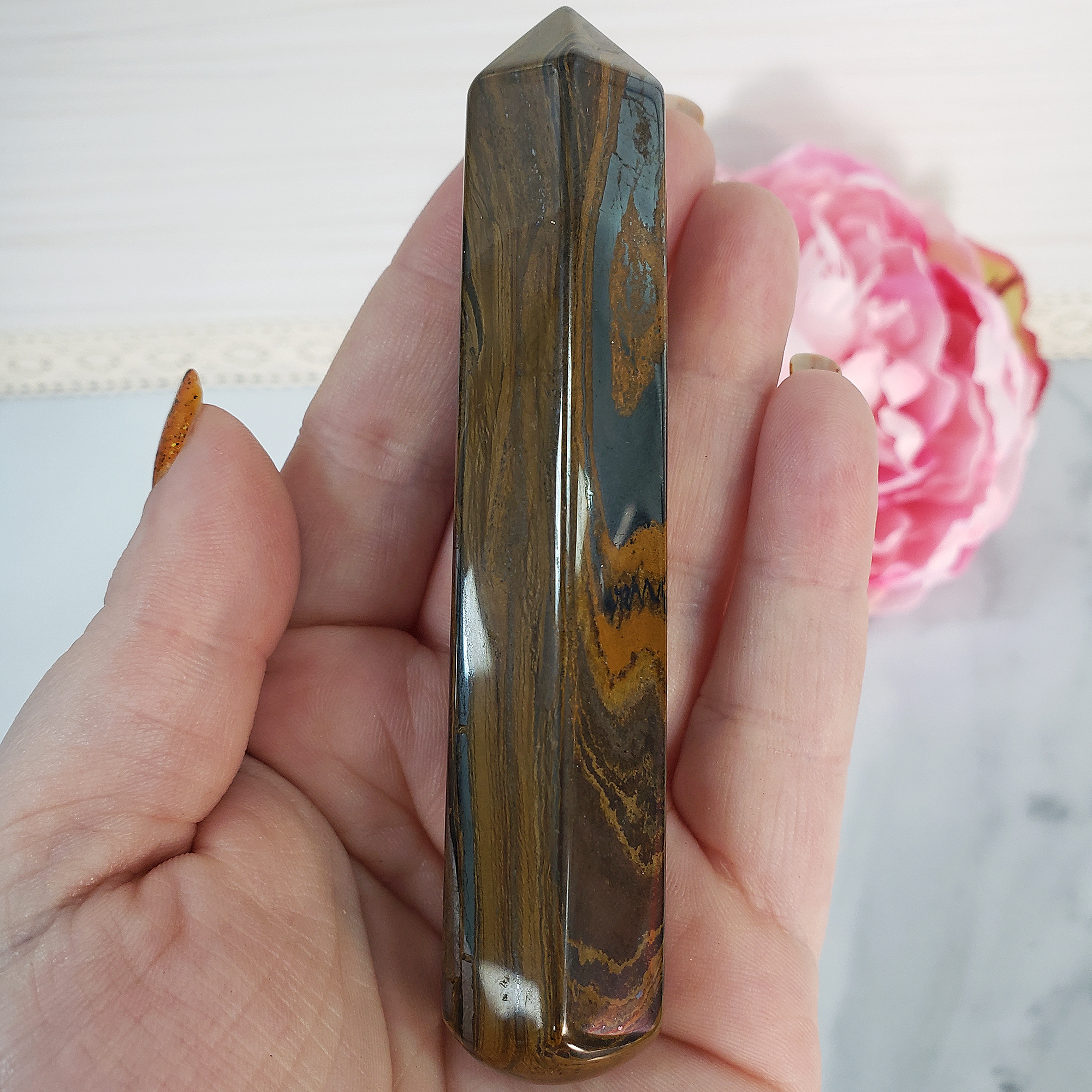 Unique Tiger Iron Hematite Stone Natural Crystal Wand Massage Tool | West - 4