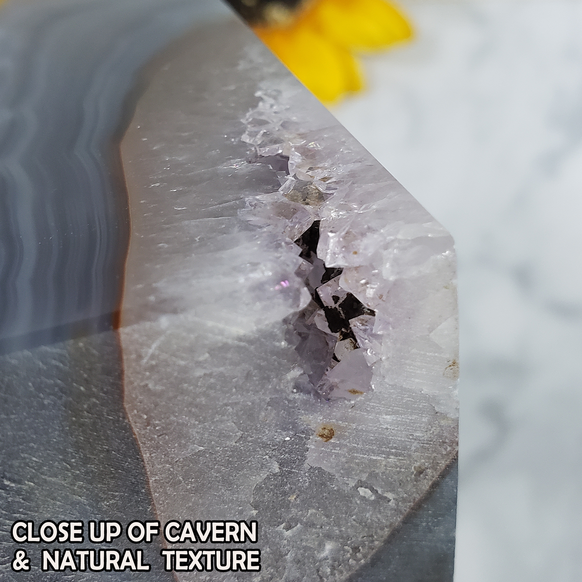 Unique Pair of Natural Agate Gemstone Crystal Bookends for Home Decor - Whisper - Cavern Close Up