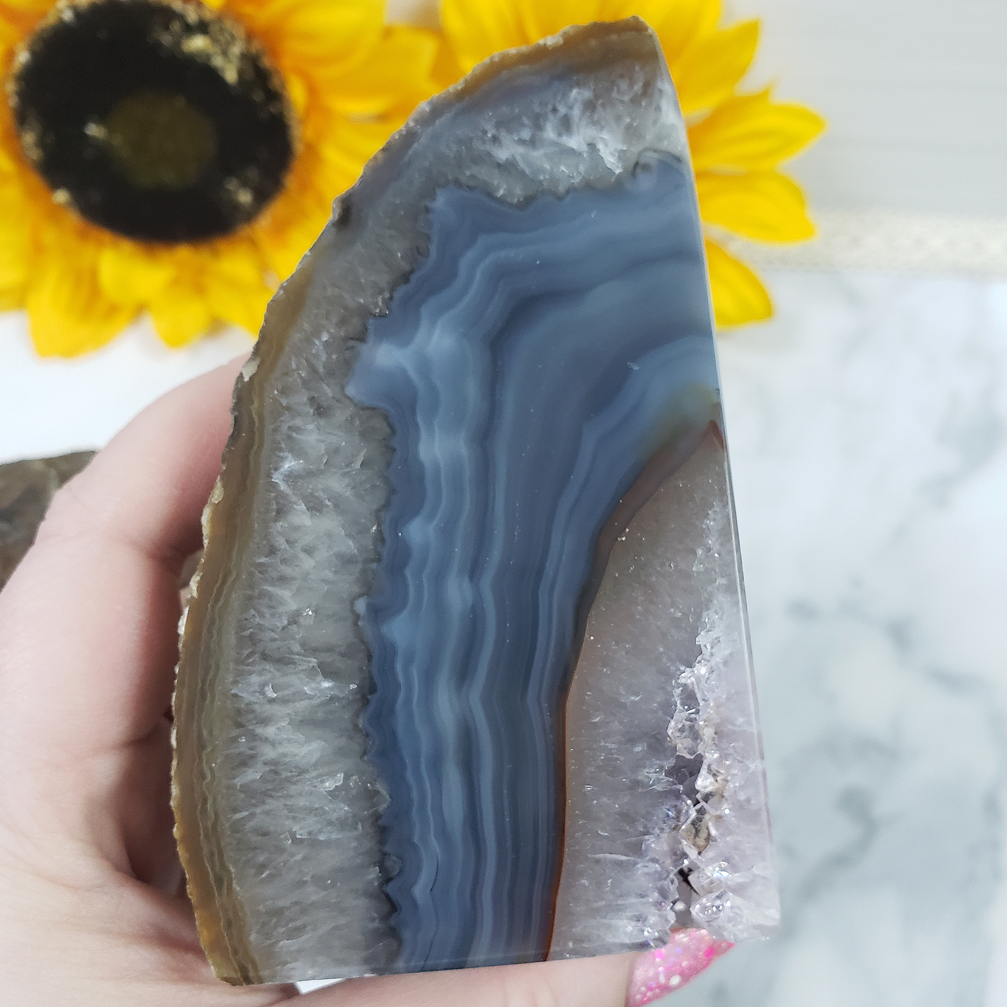 Unique Pair of Natural Agate Gemstone Crystal Bookends for Home Decor - Whisper - Crystal Cavern