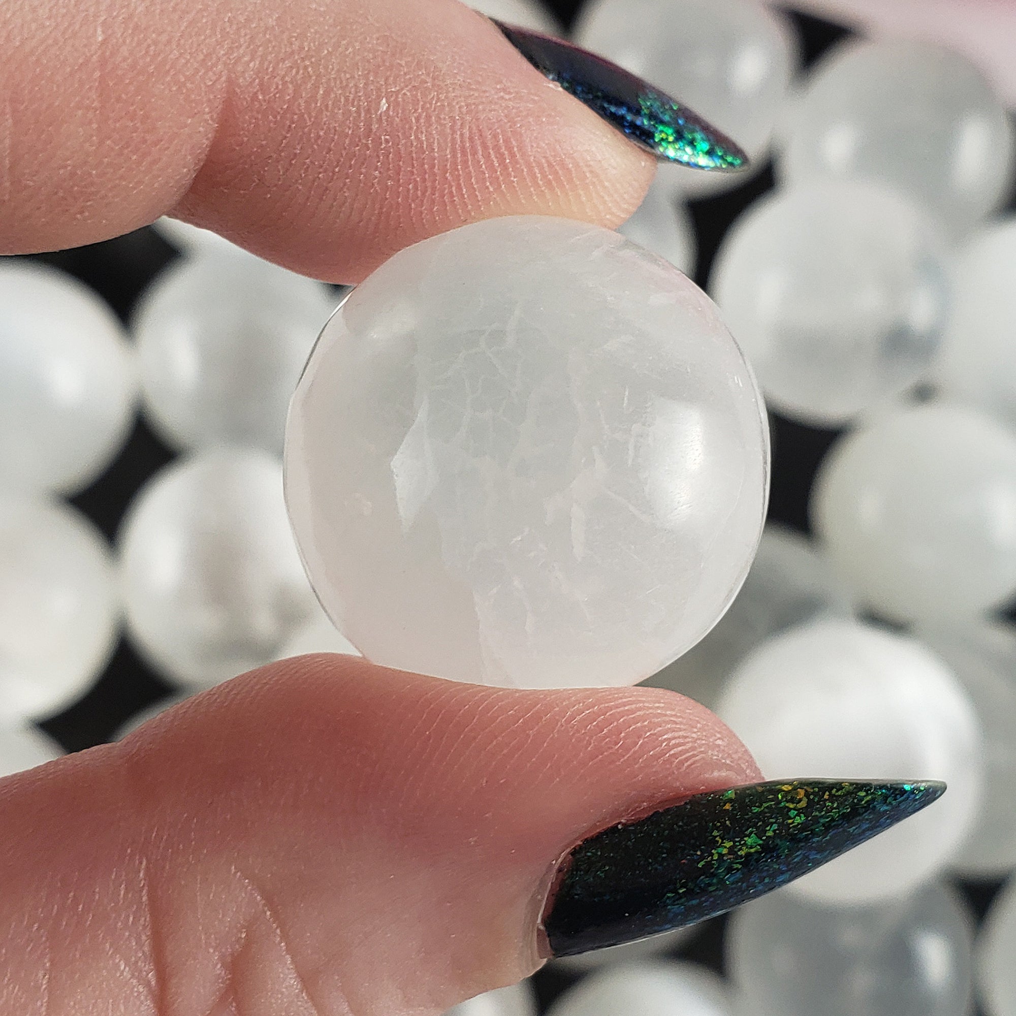 White Selenite Crystal Natural Gemstone Tumbled Stone Small Crystal Sphere Orb | 18mm - 24mm | Crown Chakra Crystals - 6
