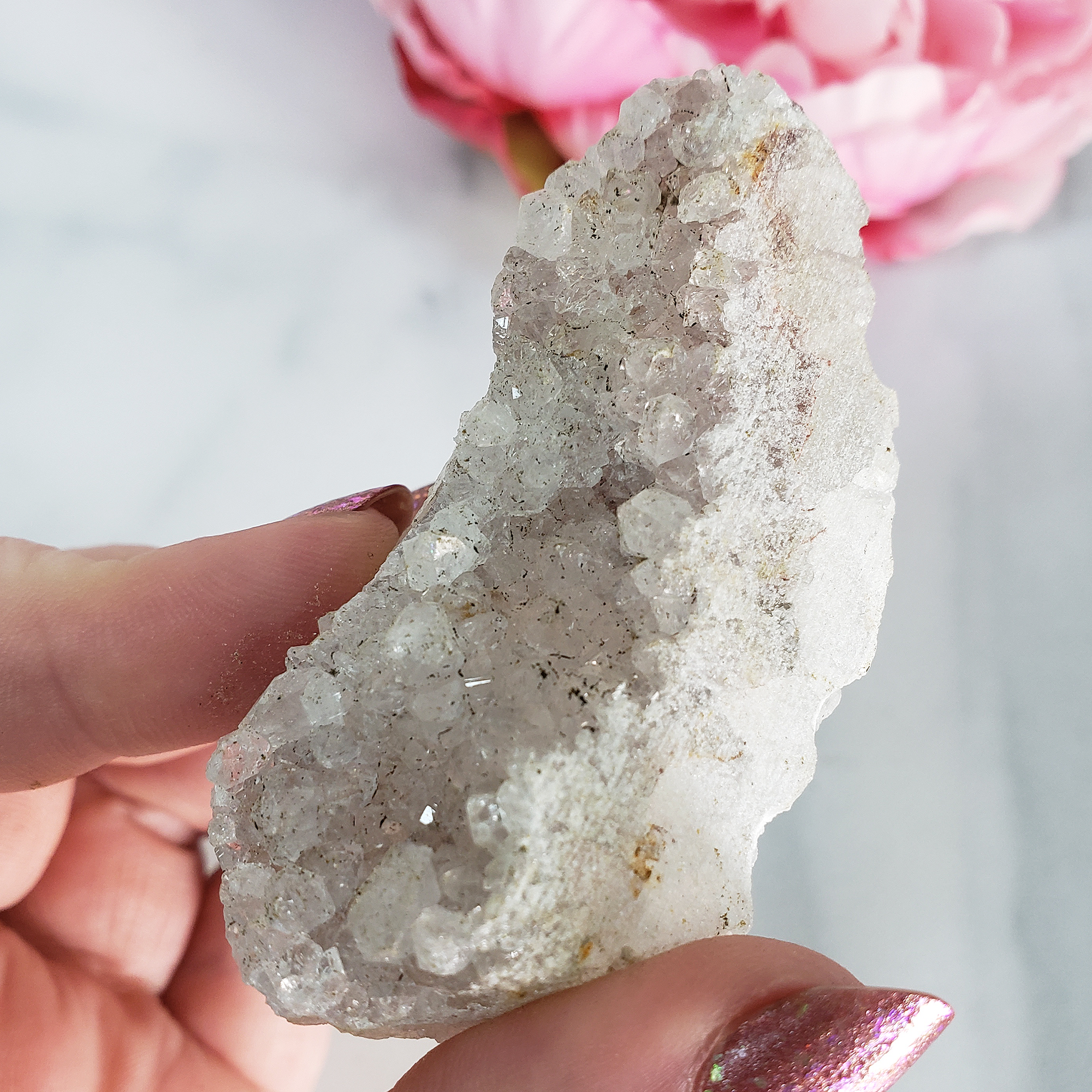 Unique Druzy Quartz Crystal Cluster Natural Gemstone | Wit - 1