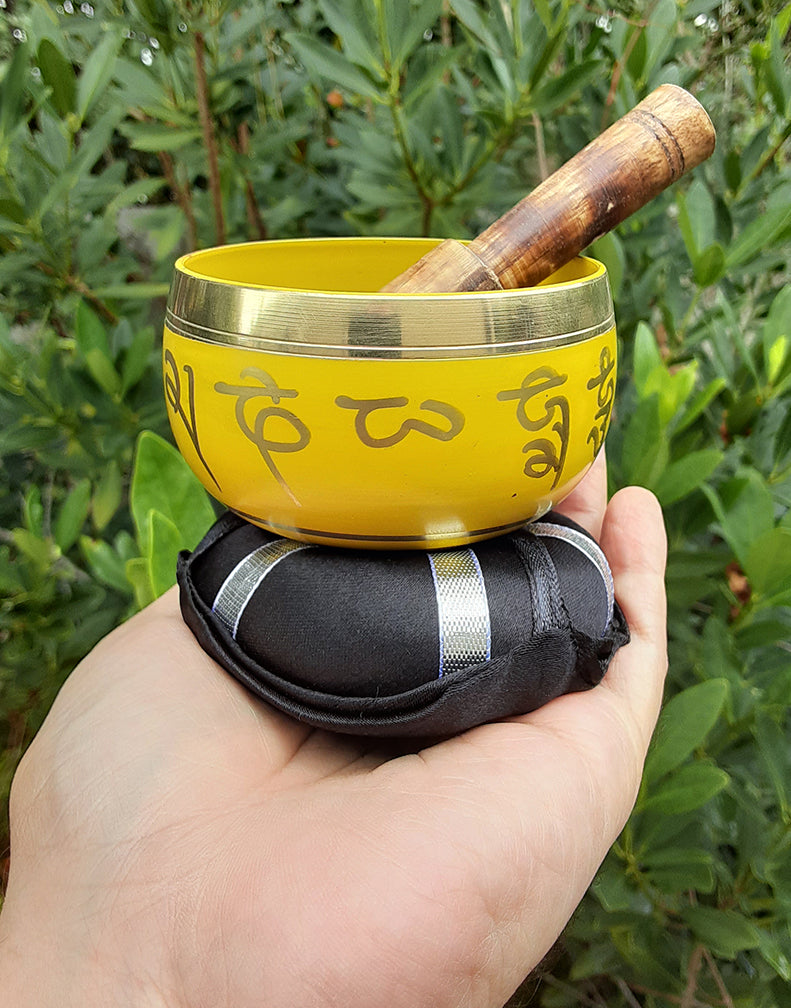 Yellow Singing Bowl Gift Set - Meditation &amp; Stress Relief