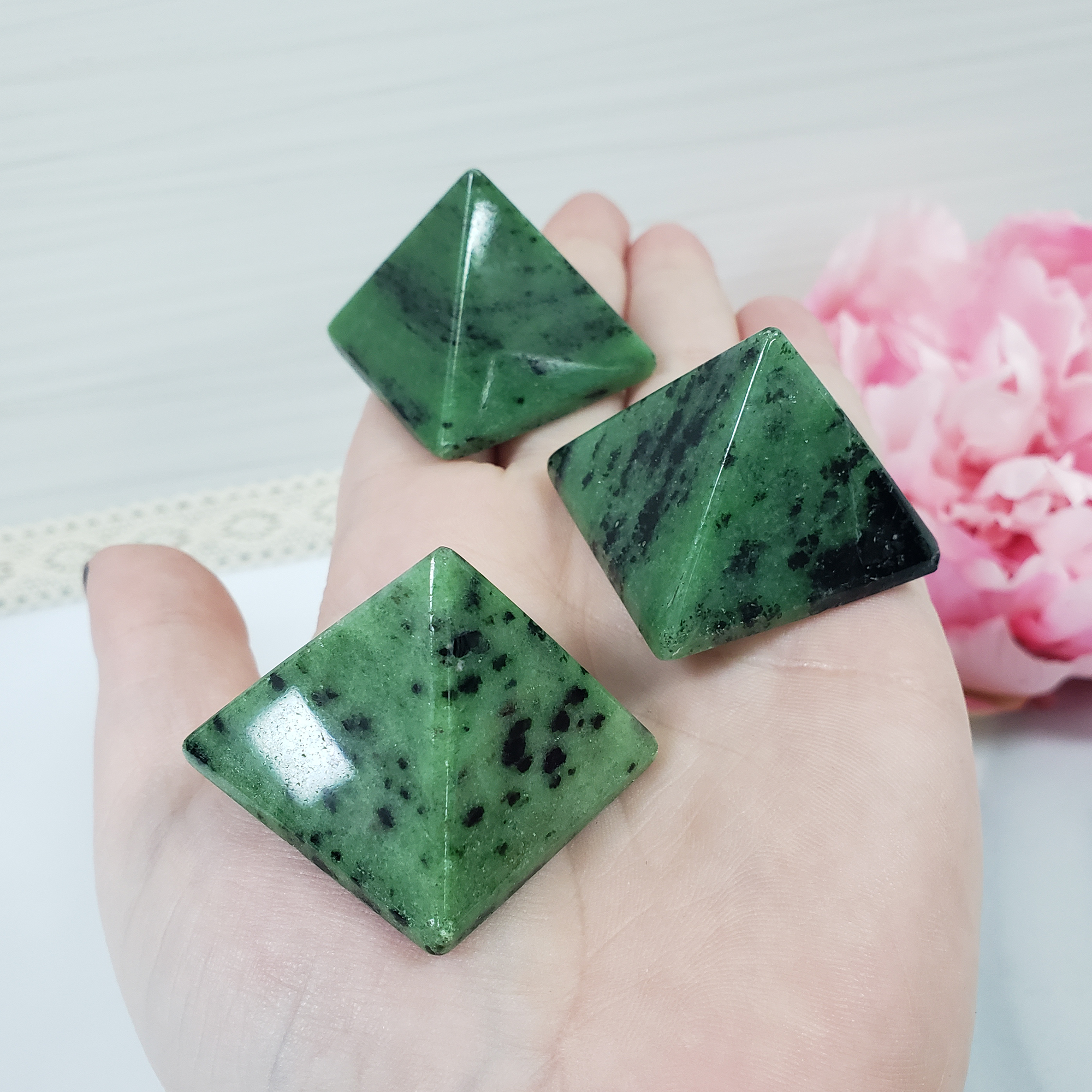 Green Zoisite Stone Natural Gemstone Crystal Pyramid | 30-35mm - 1