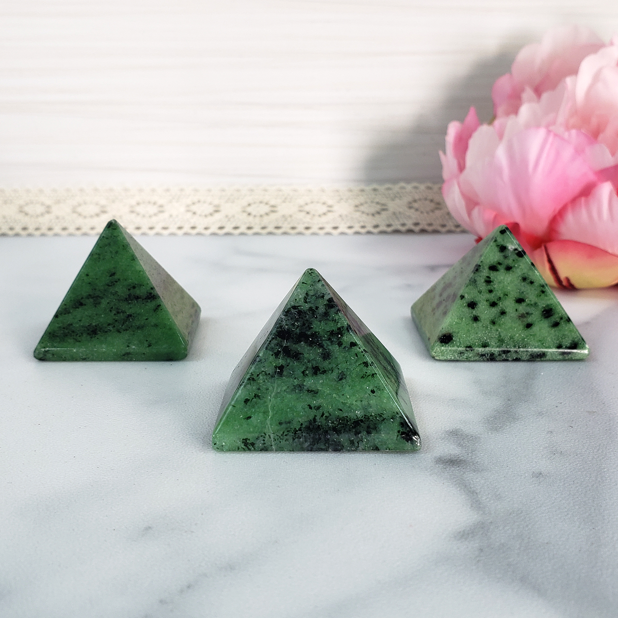 Green Zoisite Stone Natural Gemstone Crystal Pyramid | 30-35mm