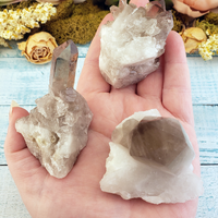 Smoky Quartz Natural Crystal Cluster - Medium One Stone - Hand Photo