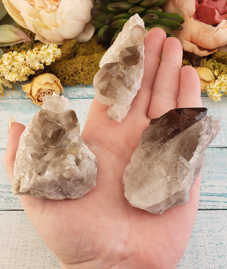 Smoky Quartz Natural Crystal Cluster - Medium One Stone - Hand Photo 2