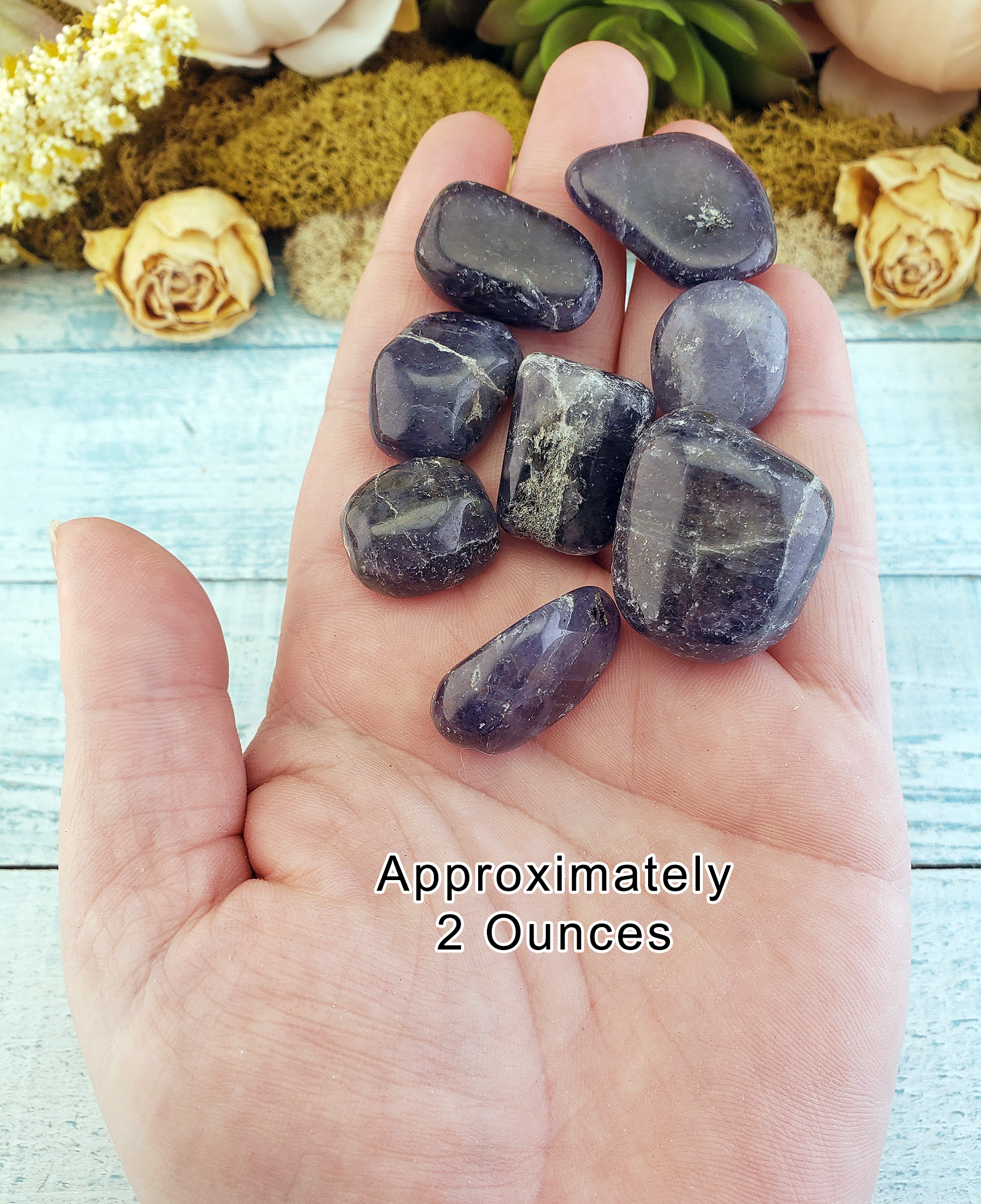 Iolite Natural Tumbled Gemstone - One Stone or Bulk Wholesale Lots - 2 Ounces in Hand