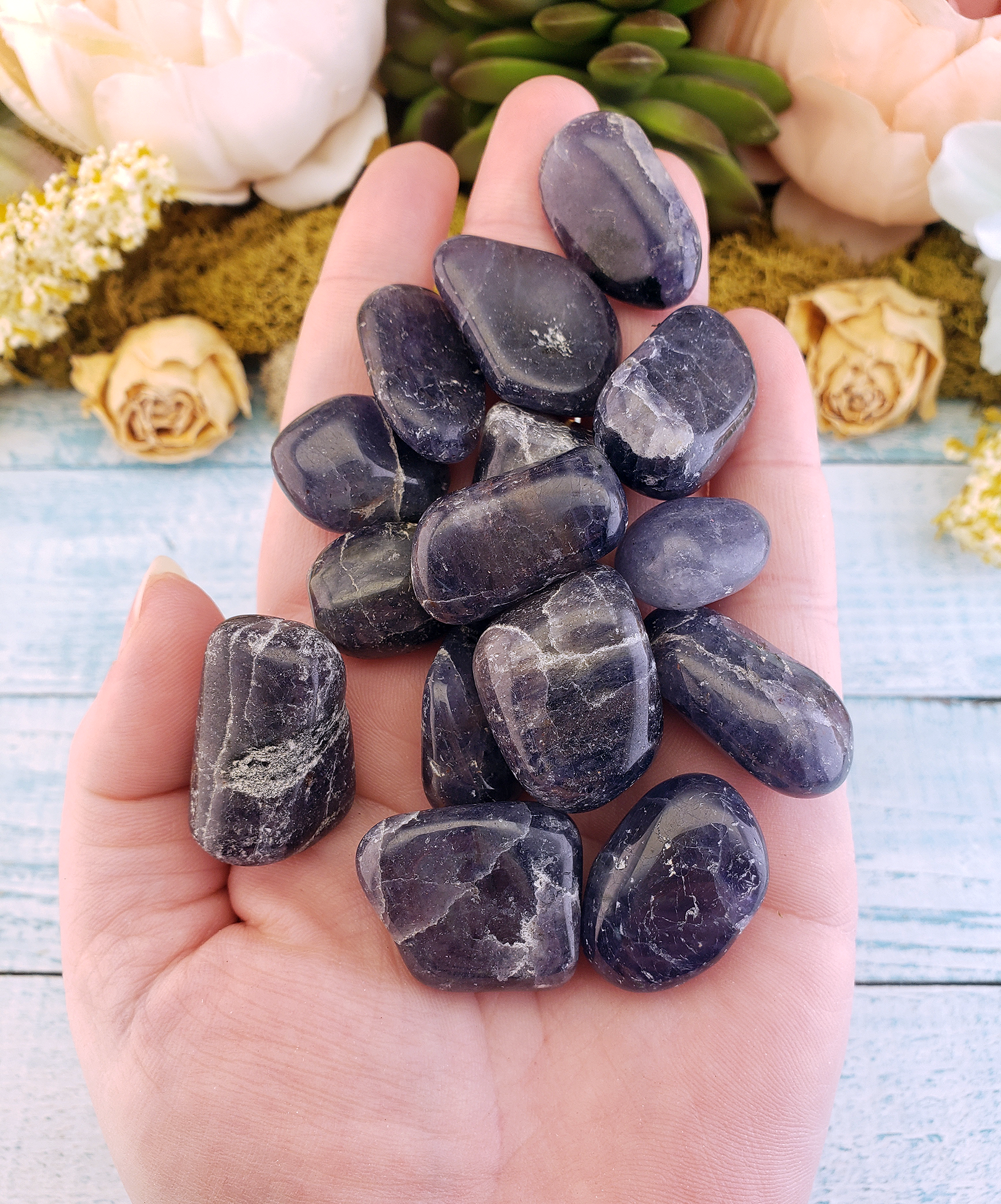 Iolite Natural Tumbled Gemstone - One Stone or Bulk Wholesale Lots