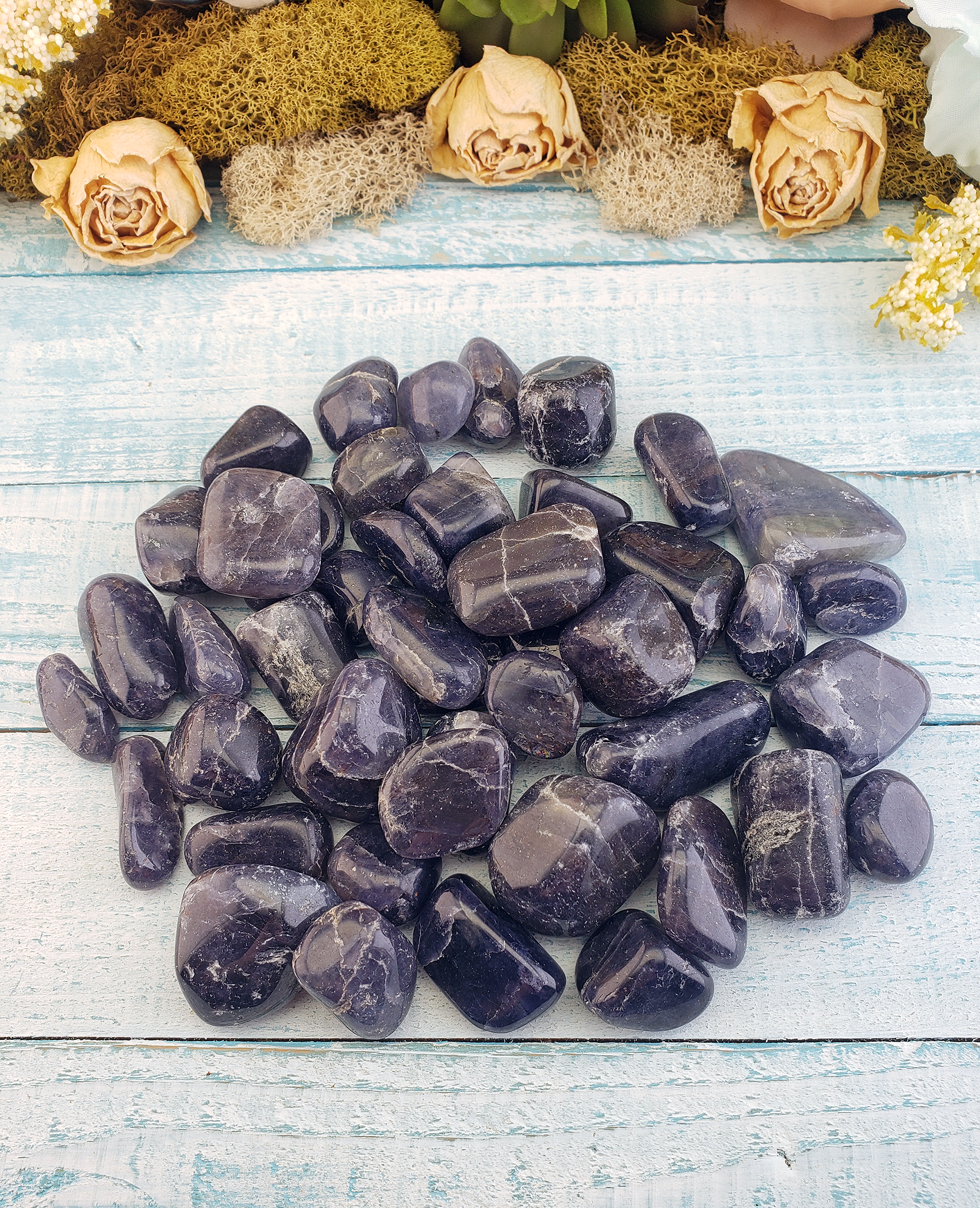 Iolite Natural Tumbled Gemstone - One Stone or Bulk Wholesale Lots - Stone of Throat Chakra and Third Eye