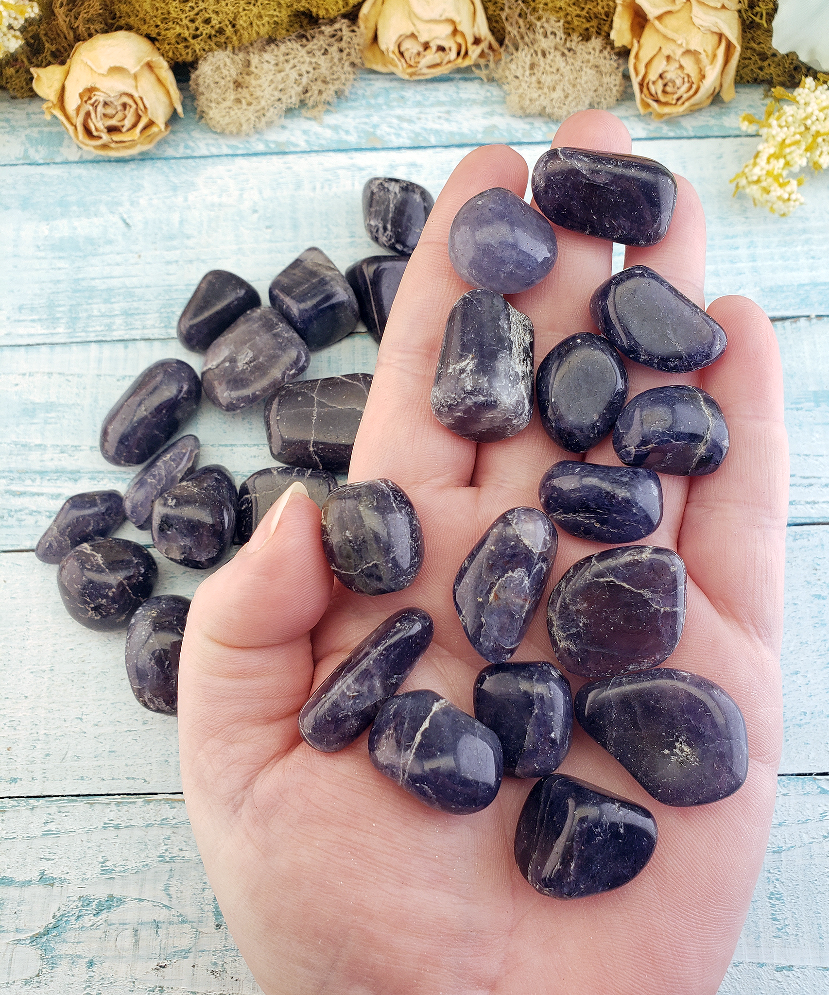 Iolite Natural Tumbled Gemstone - One Stone or Bulk Wholesale Lots - Polished Stones