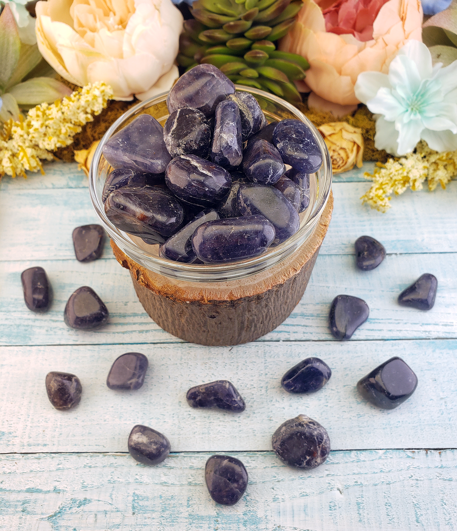 Iolite Natural Tumbled Gemstone - One Stone or Bulk Wholesale Lots - Polished Crystals