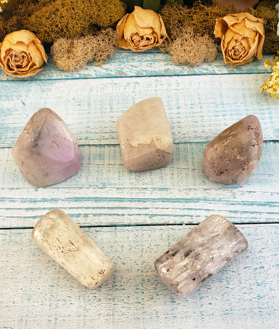 Kunzite Natural Tumbled Gemstone - Jumbo One Stone - Natural Crystals - Slight Texture