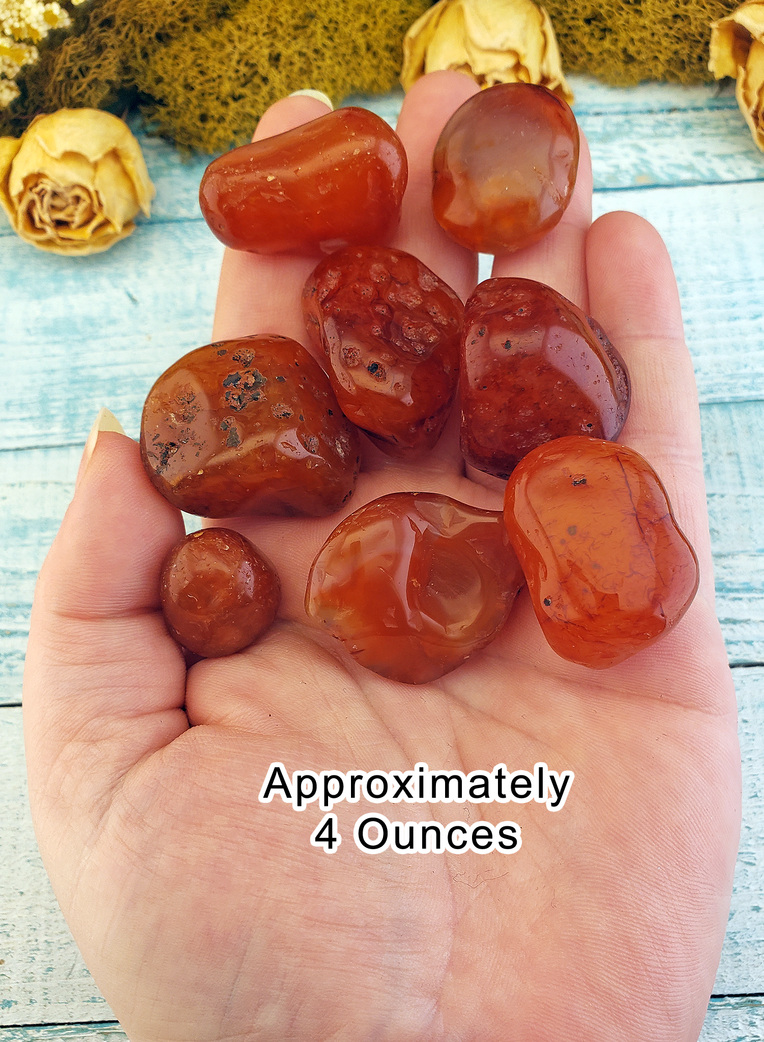 Carnelian Polished Tumbled Gemstone - One Stone or Bulk Wholesale Lots - 4 Ounces in Hand