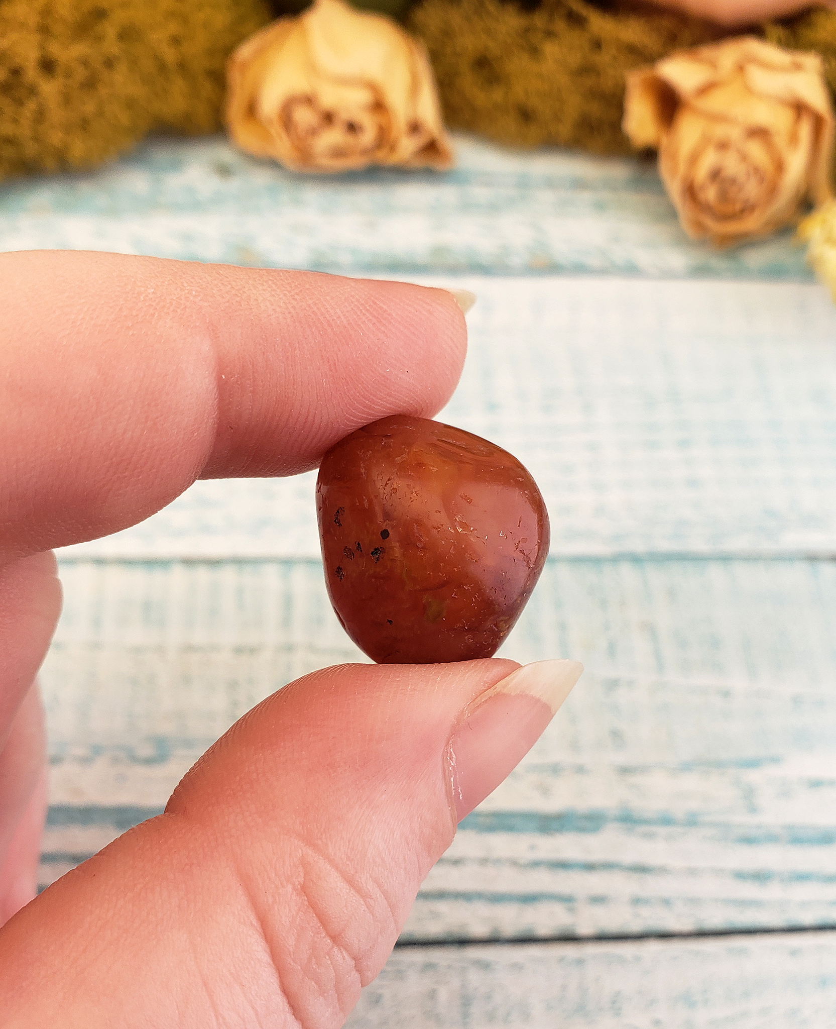 Carnelian Polished Tumbled Gemstone - One Stone or Bulk Wholesale Lots - One Crystal Close Up