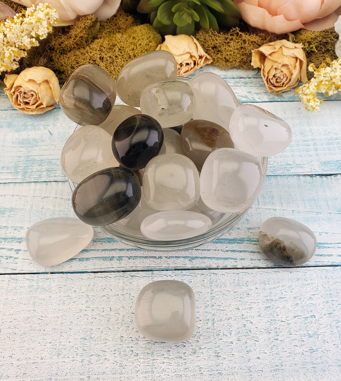 Chlorite Included Quartz Polished Tumbled Gemstone - One Stone - Stone for Self Love