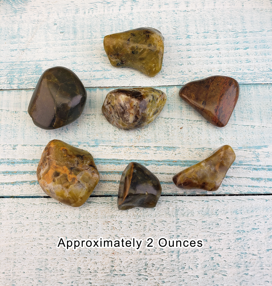 Green Opal Natural Tumbled Gemstone - Freeform One Stone - 2 Ounces