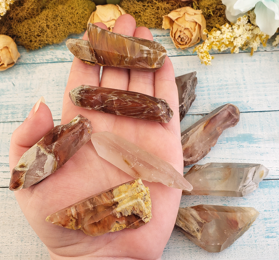 Angel Phantom Quartz Amphibole Natural Crystal - Large One Stone