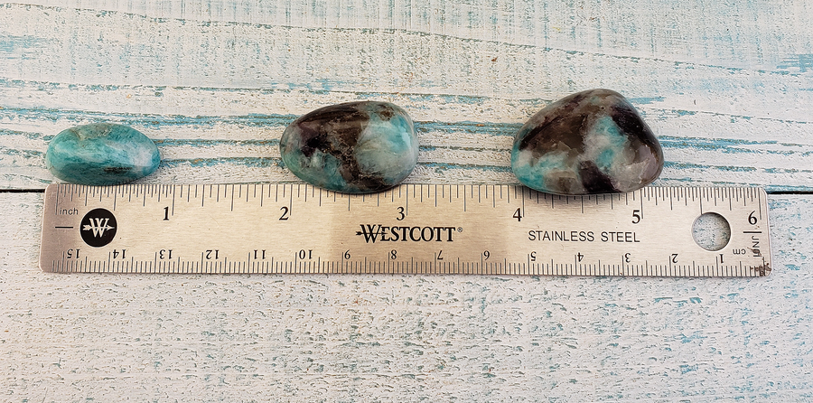 Amazonite Natural Tumbled Polished Gemstone - One Stone - Size Comparison