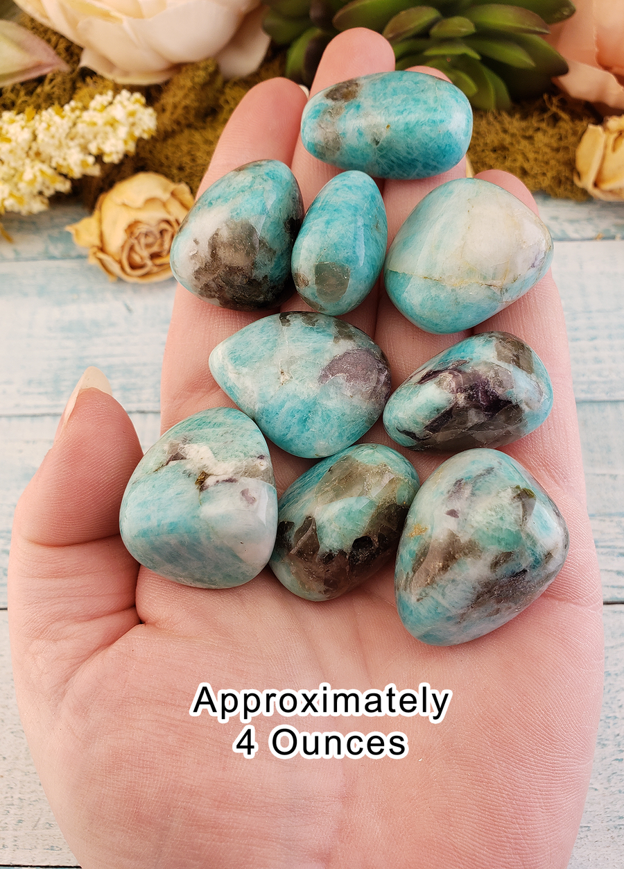 Amazonite Natural Tumbled Polished Gemstone - One Stone - 4 Ounces in Hand