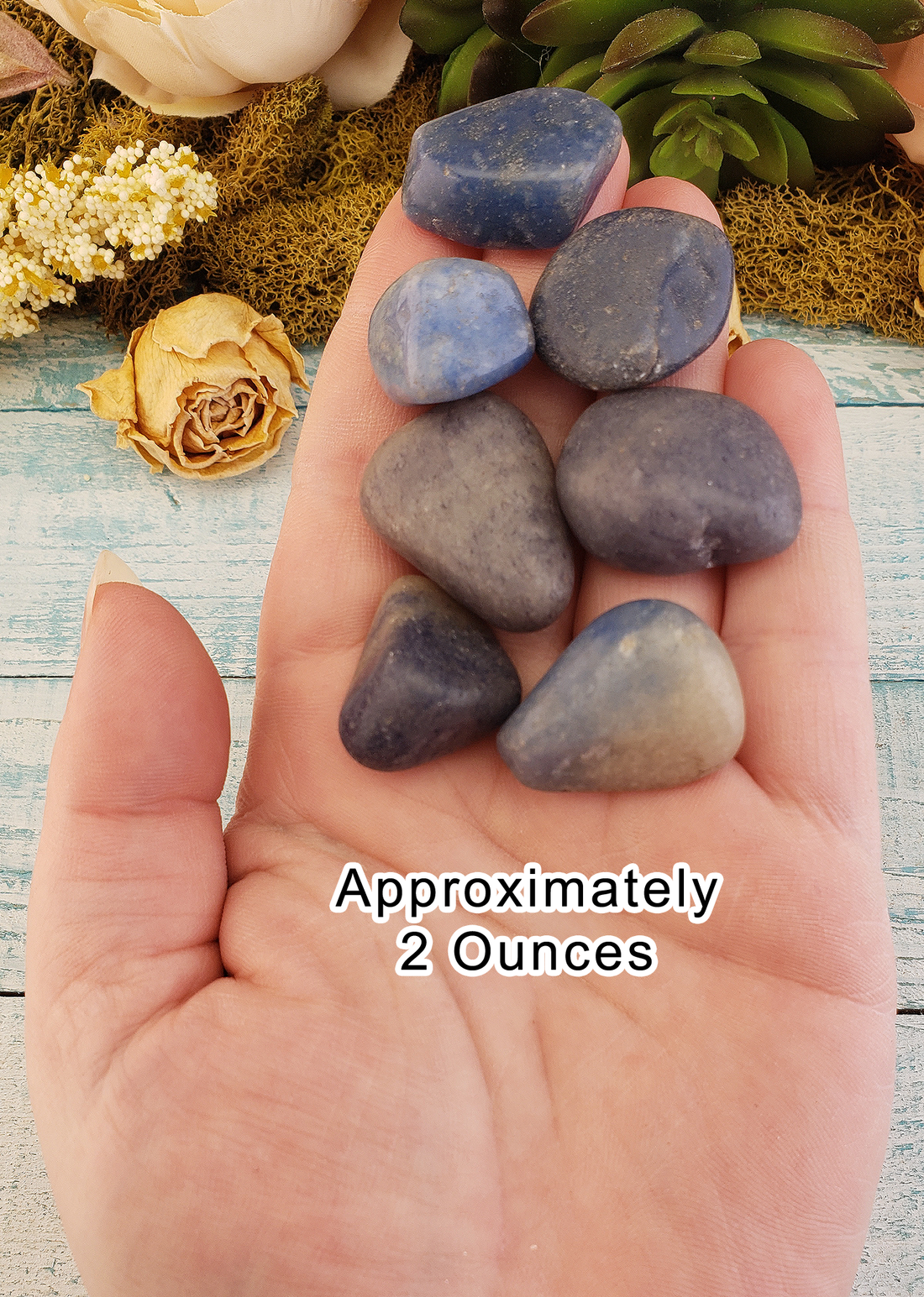 Blue Quartz Tumbled Gemstone - Small One Stone or Bulk Wholesale Lots - 2 Ounces in Hand