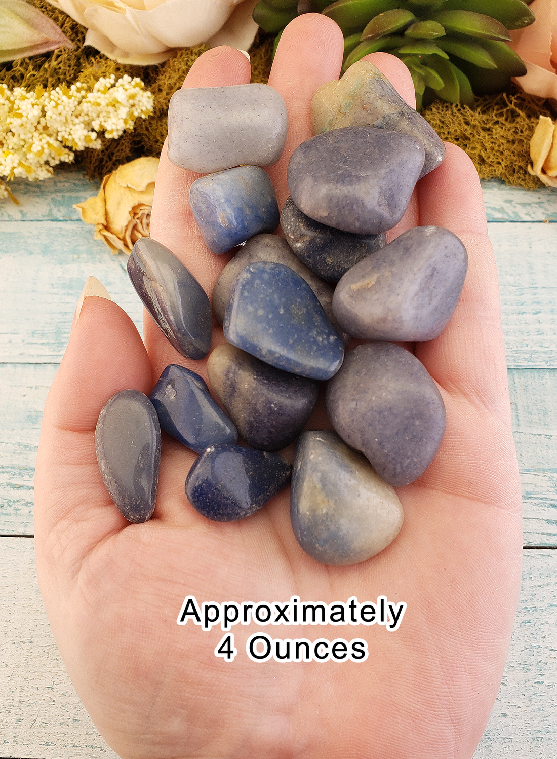 Blue Quartz Tumbled Gemstone - Small One Stone or Bulk Wholesale Lots - 4 Ounces in Hand