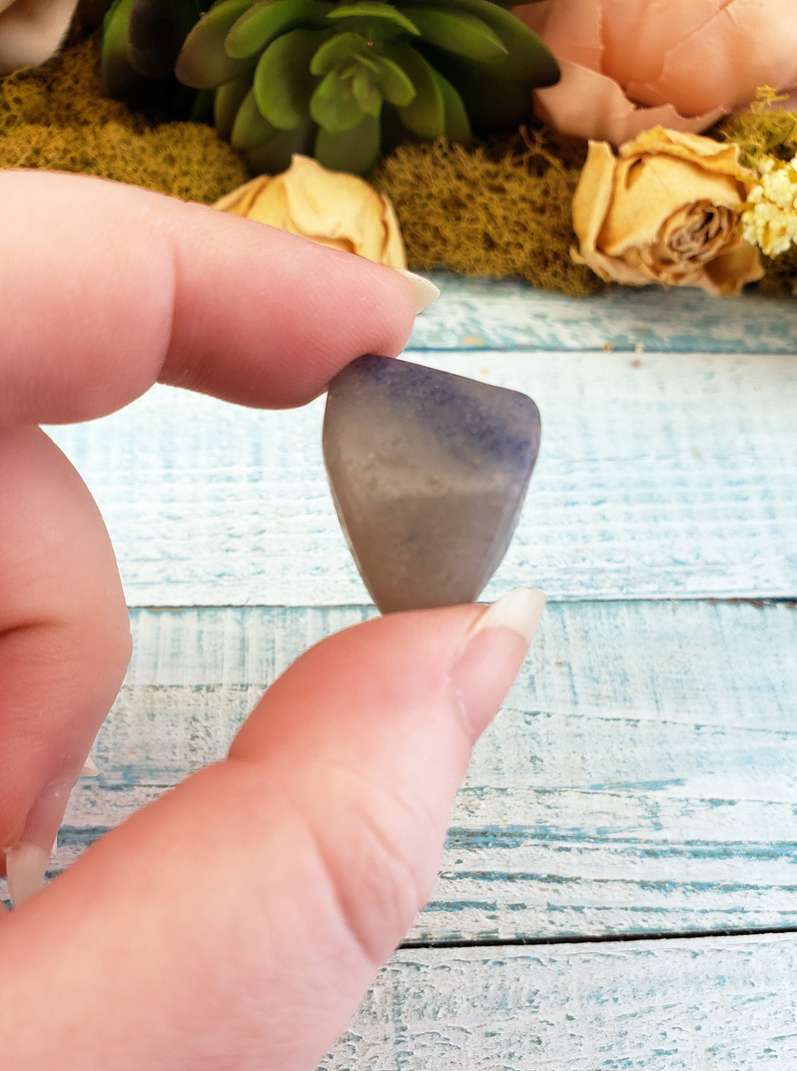 Blue Quartz Tumbled Gemstone - Small One Stone or Bulk Wholesale Lots - One Stone Close Up
