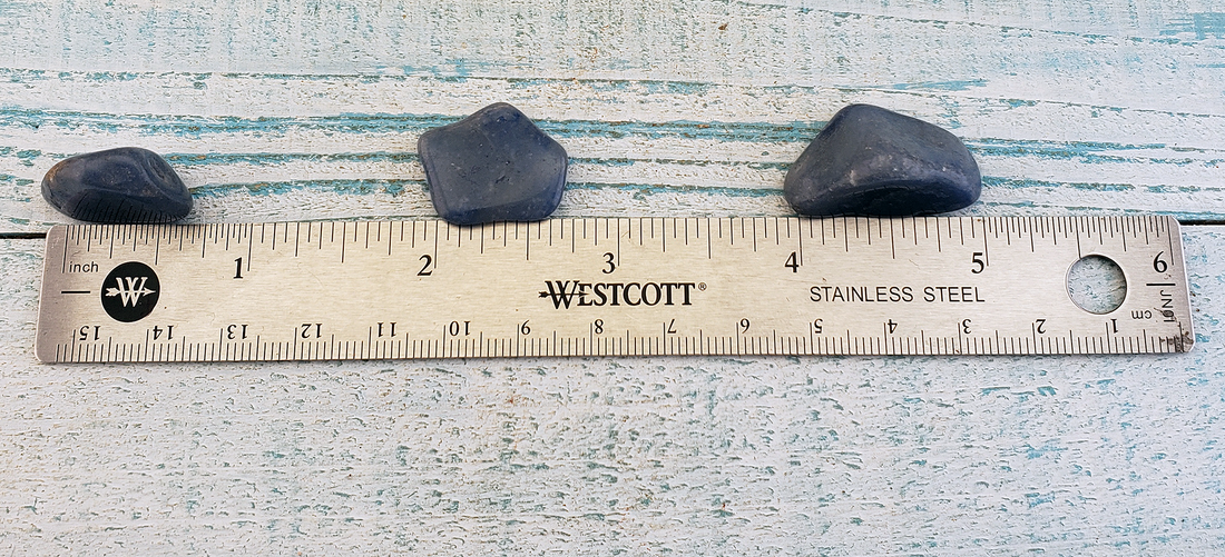 Blue Quartz Tumbled Gemstone - Small One Stone or Bulk Wholesale Lots - Size Comparison