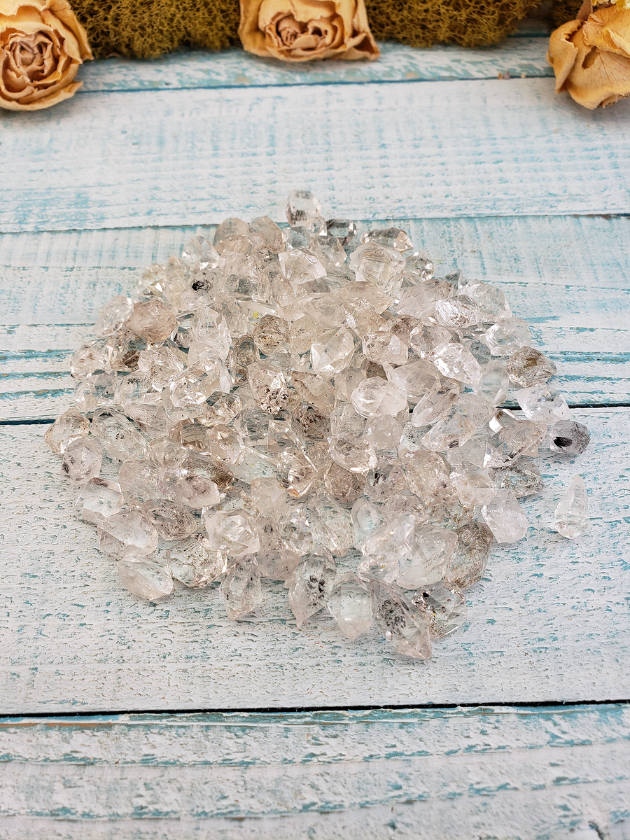Herkimer Diamond Quartz Natural Crystal - Small One Stone - Group on Board
