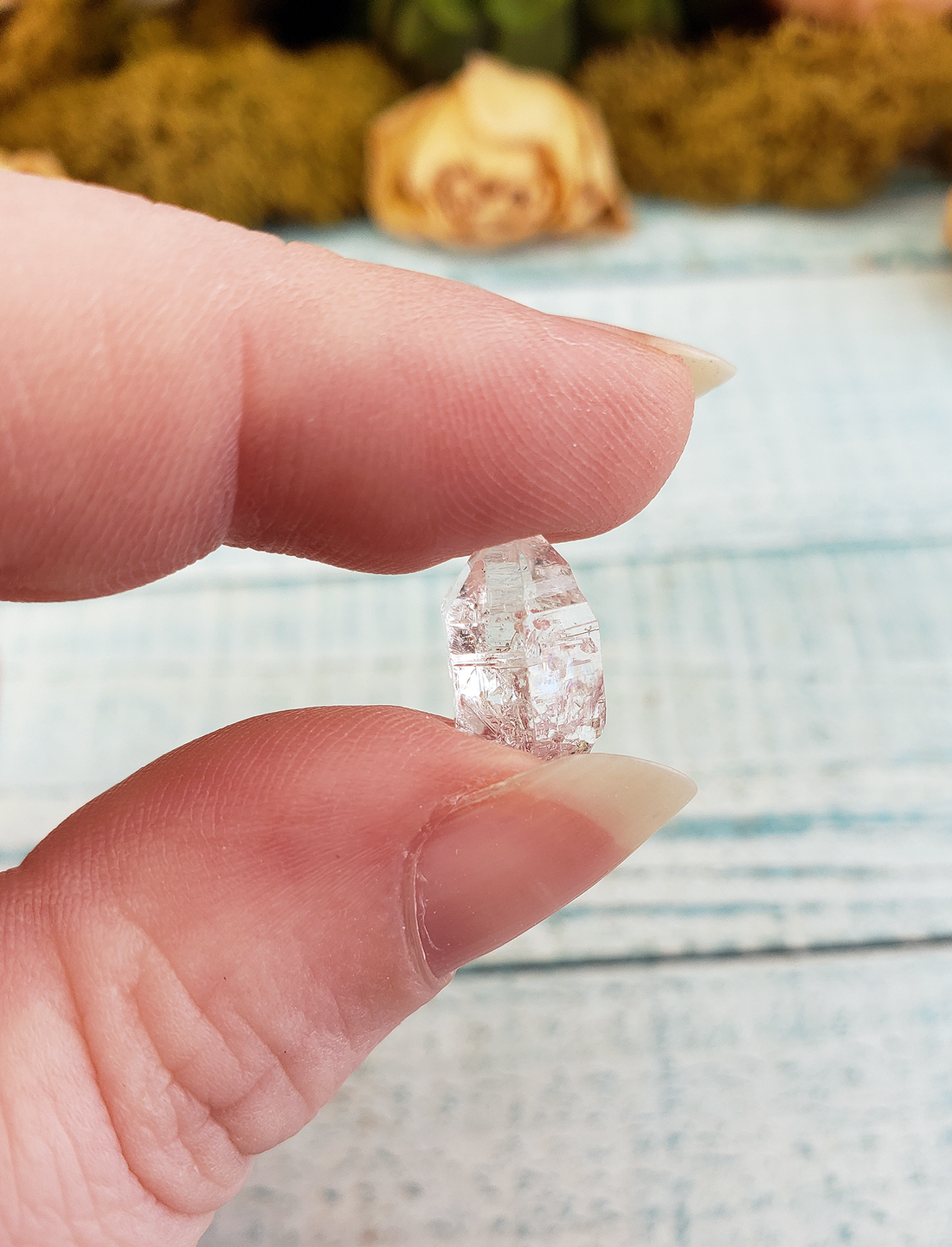 Herkimer Diamond Quartz Natural Crystal - Small One Stone - Extreme Close Up