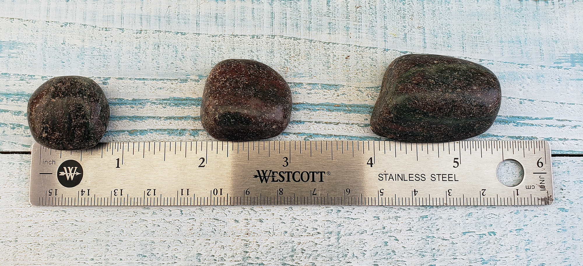 Pyrope Garnet Tumbled Gemstone - One Stone or Bulk Wholesale Lots - Size Comparison