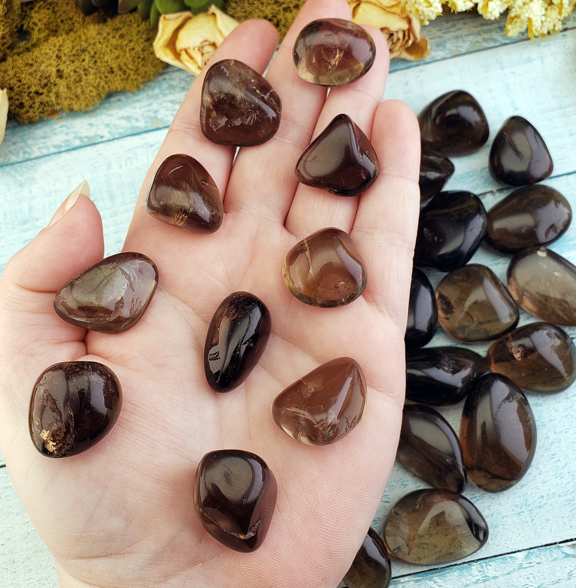 Dark Smoky Quartz Tumbled Gemstone - One Stone or Bulk Wholesale Lots - Beautiful Smokey Quartz