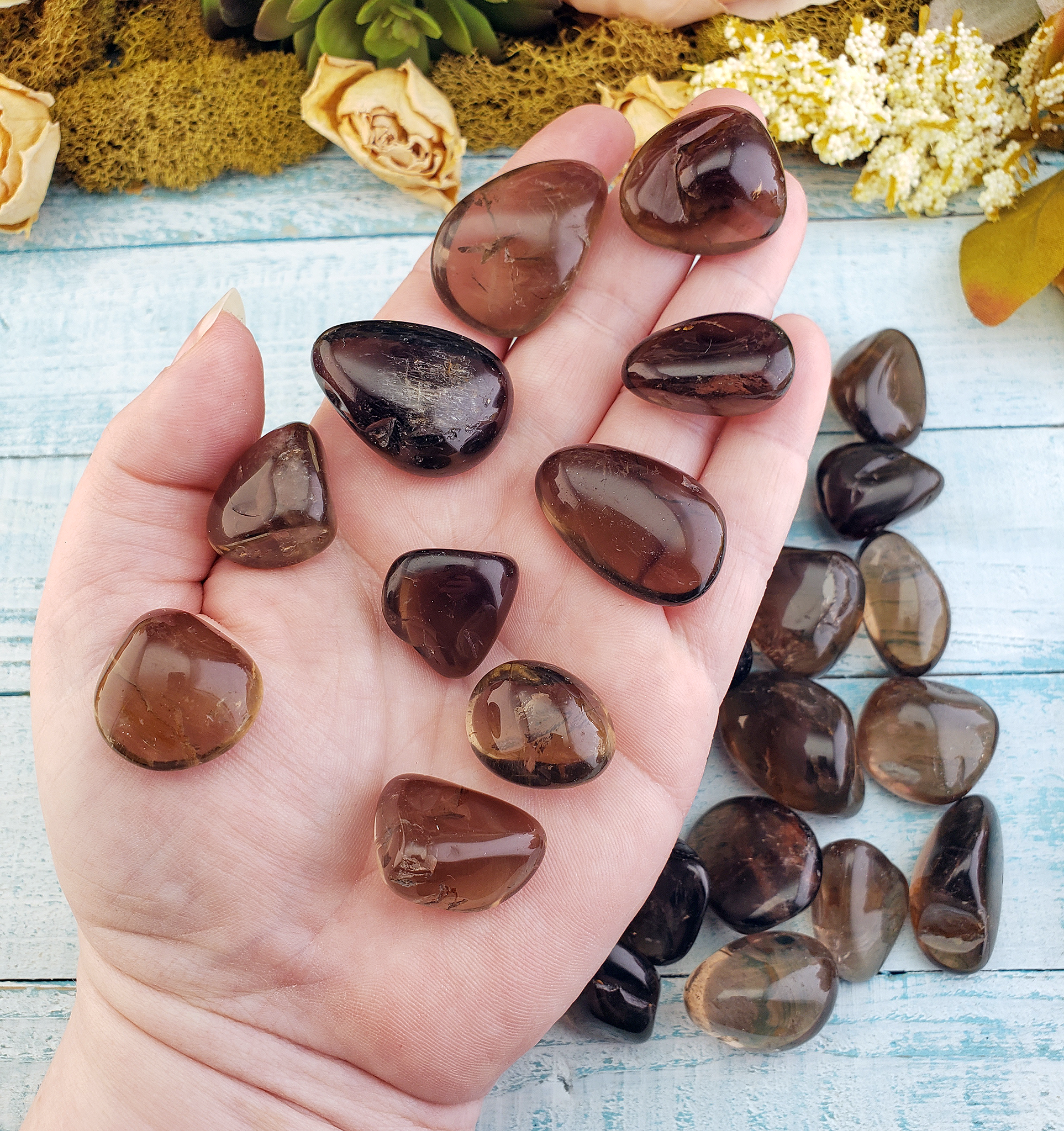 Dark Smoky Quartz Tumbled Gemstone - One Stone or Bulk Wholesale Lots - In Hand