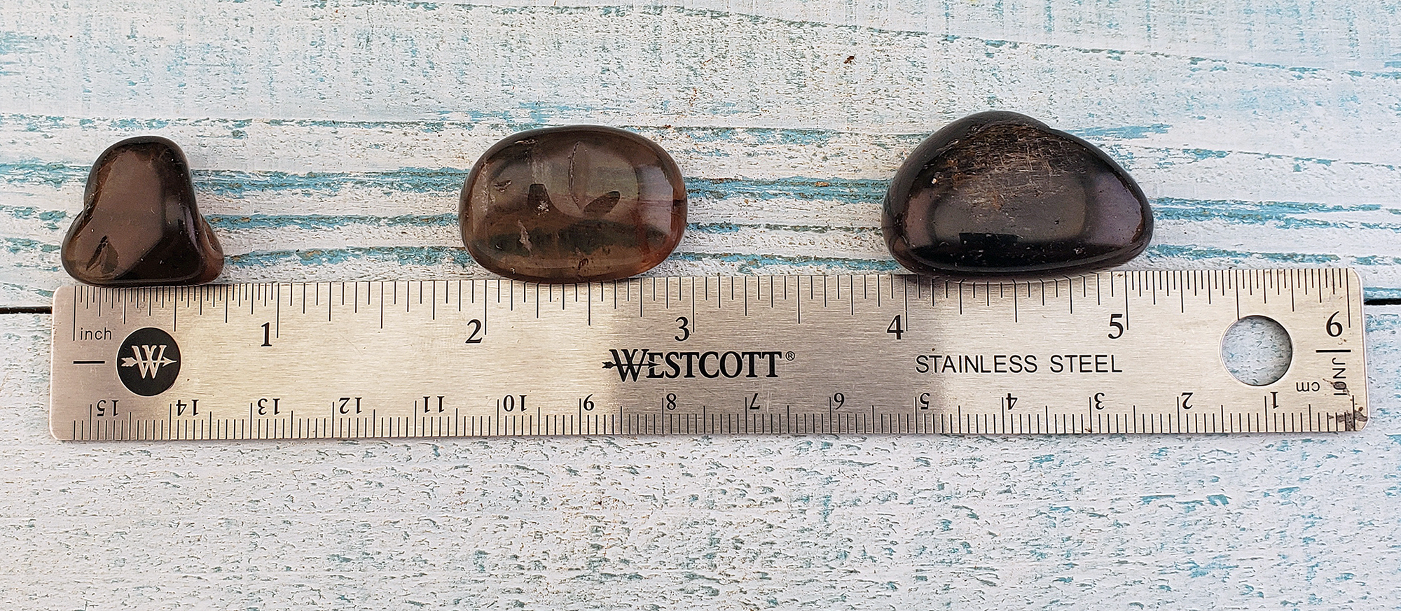 Dark Smoky Quartz Tumbled Gemstone - One Stone or Bulk Wholesale Lots - Size Comparison