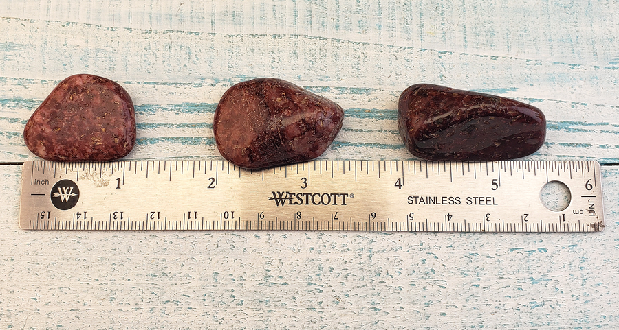 Wine Red Jasper Tumbled Gemstone - One Stone or Bulk Wholesale Lots - Size Comparison
